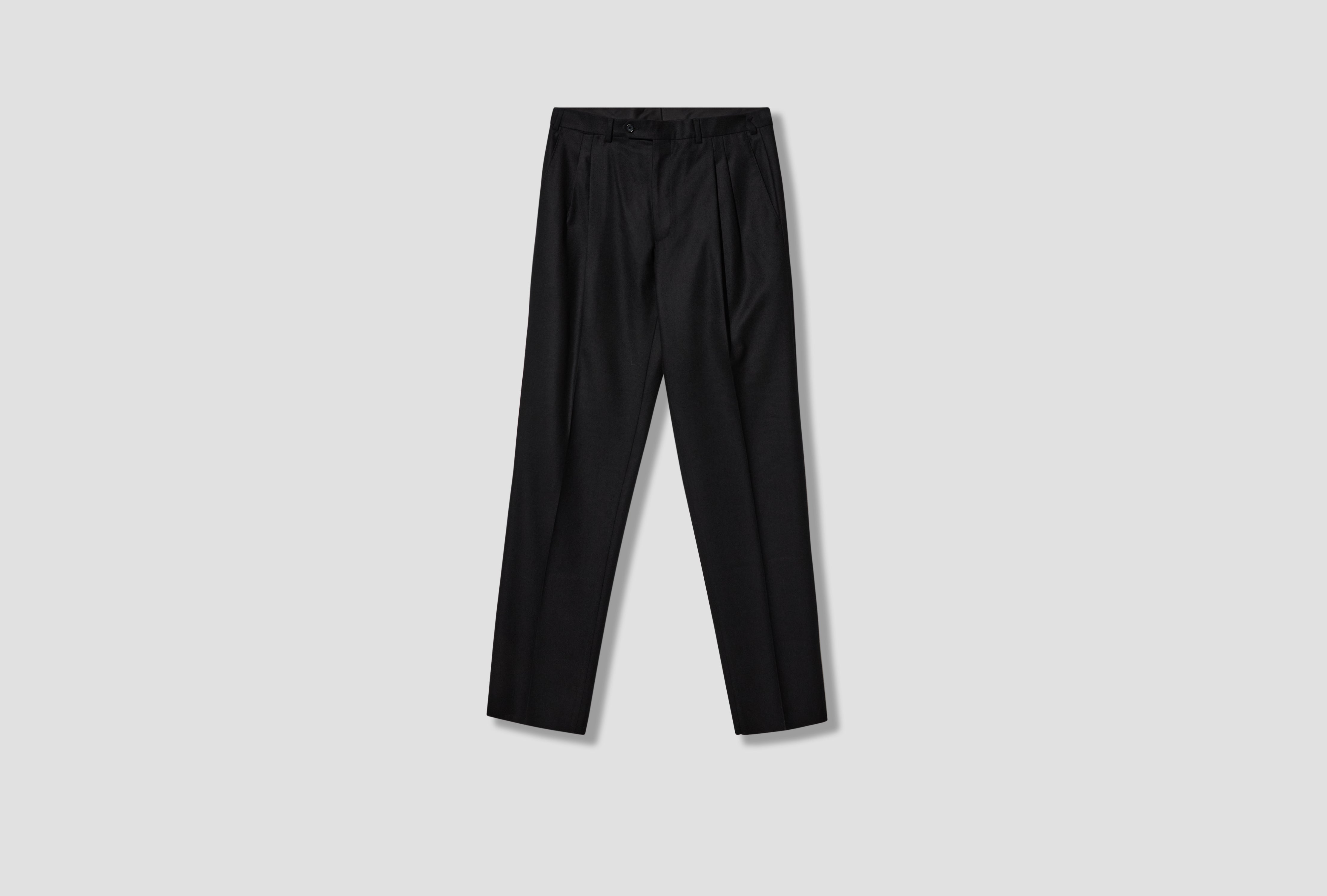 DOUBLE PLEAT FLANNEL TROUSERS CL102 Black