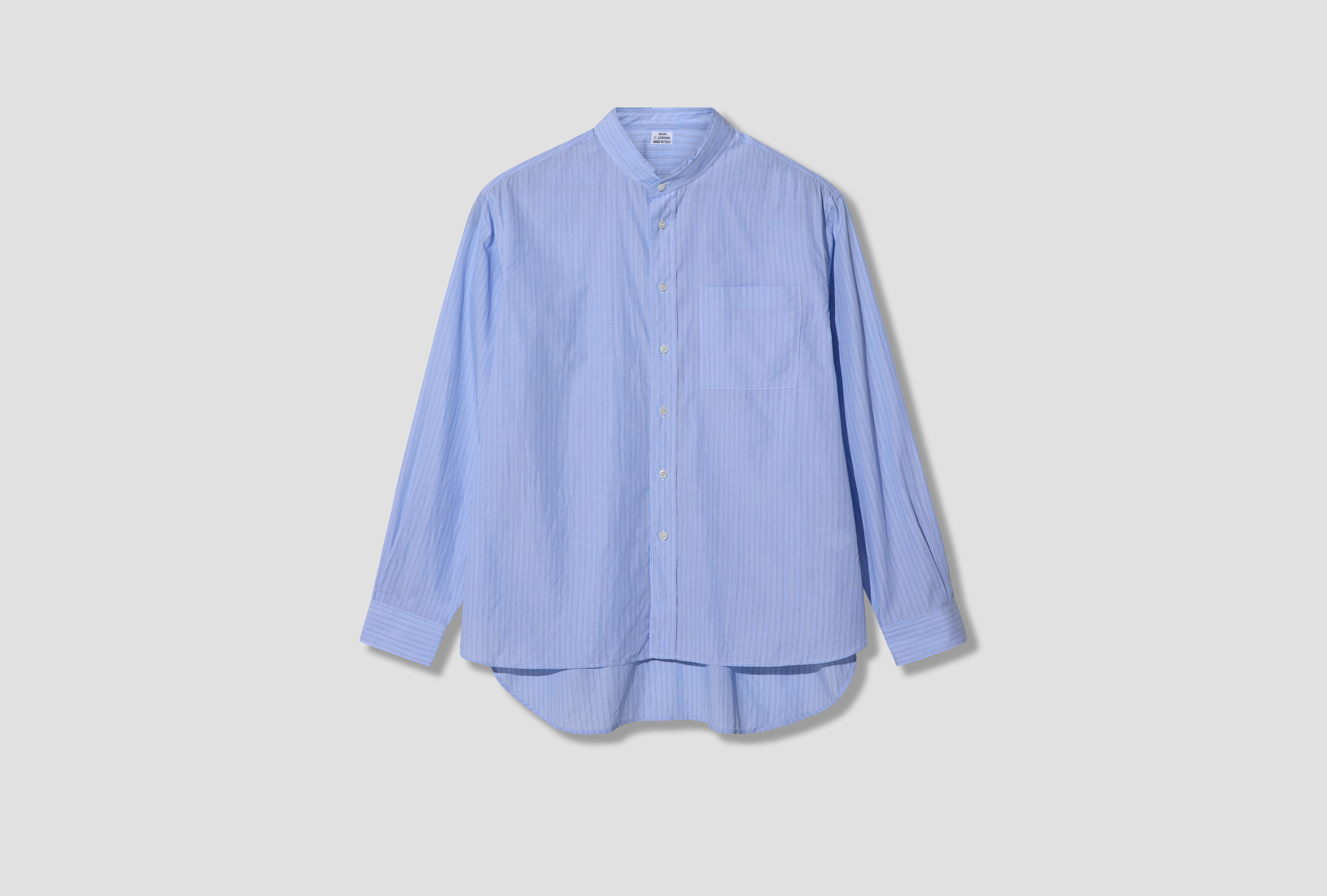 STAND COLLAR SHIRT - FINE BLUE STRIPE CL510