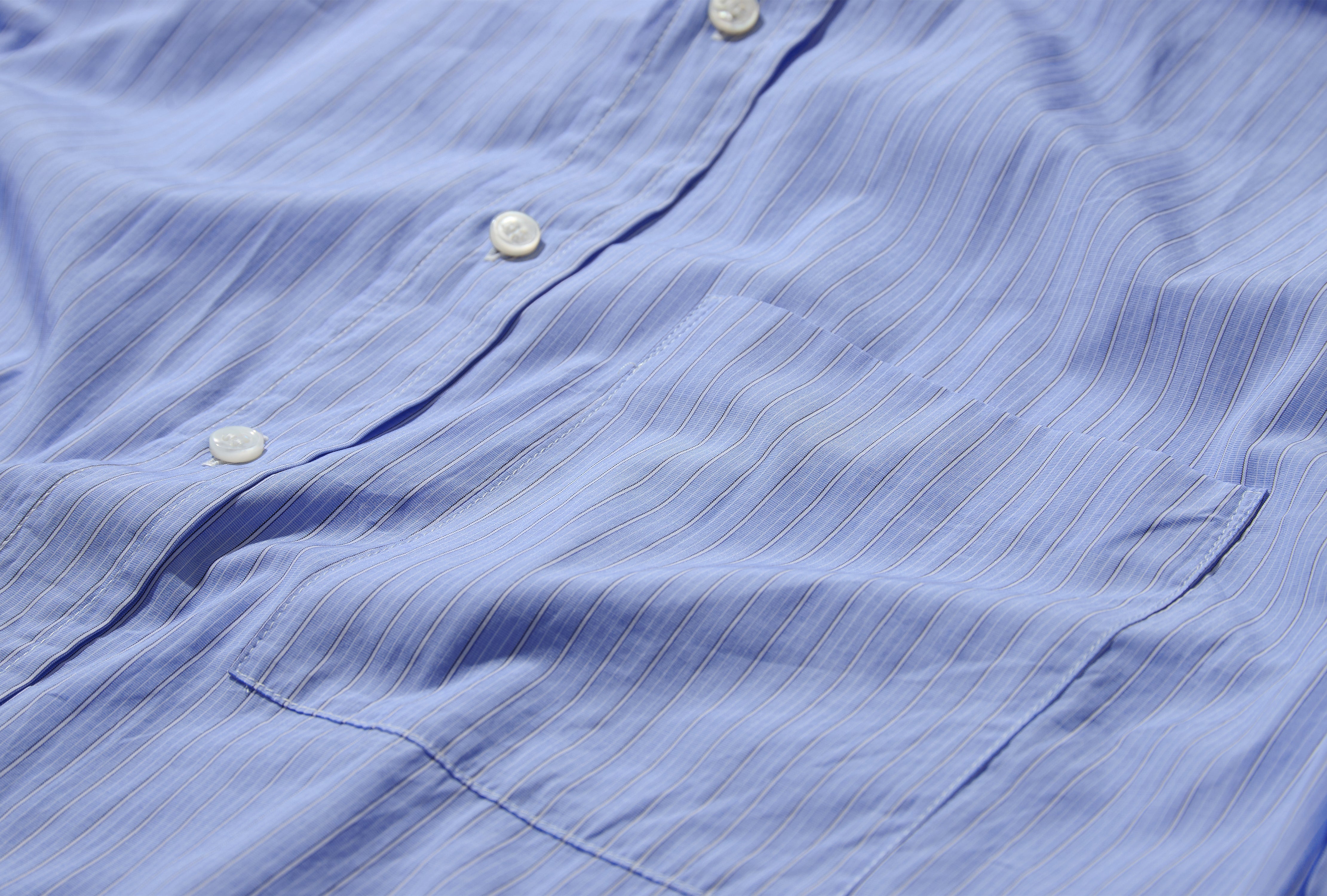 STAND COLLAR SHIRT - FINE BLUE STRIPE CL510
