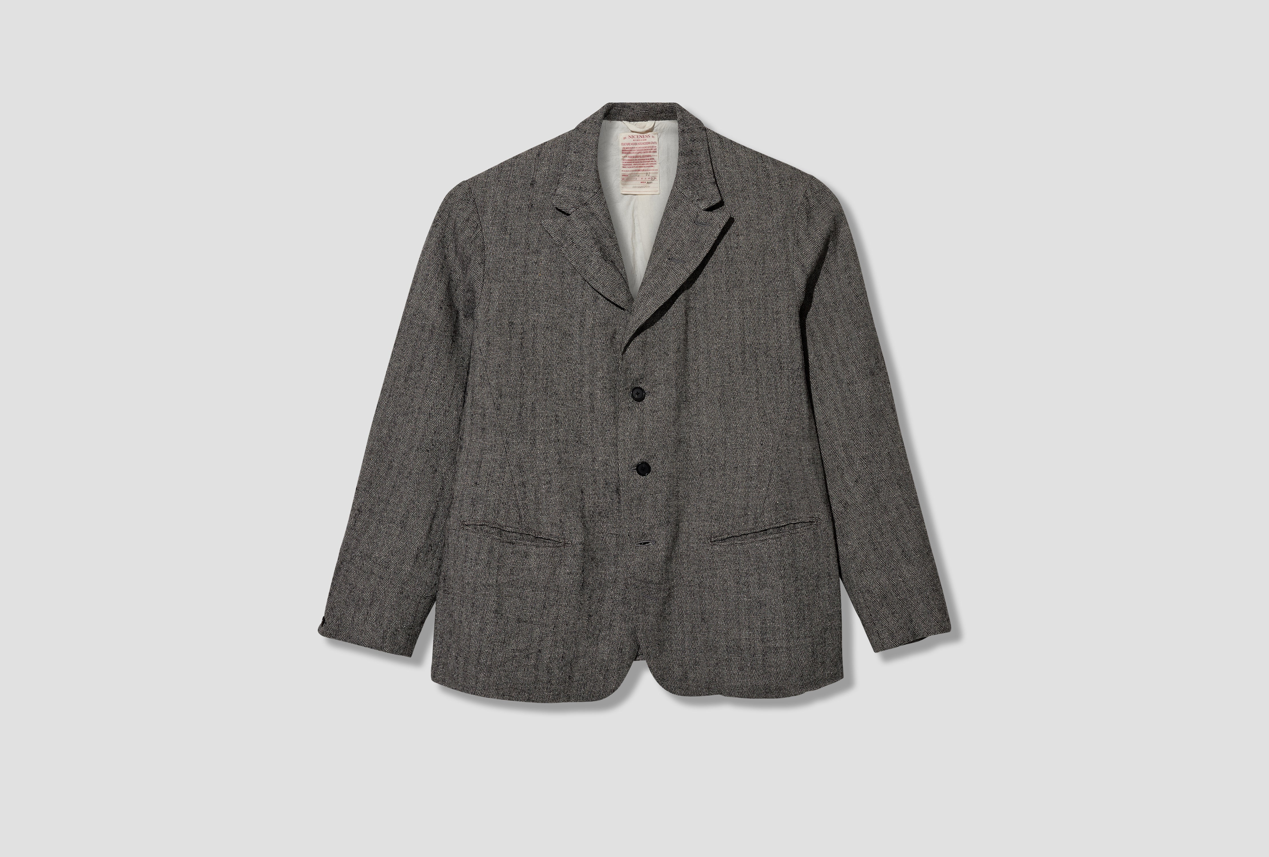 H.DEFOE - LINEN ALPACA SILK HERRINGBONE ROVER JACKET NN-1401B18 Grey
