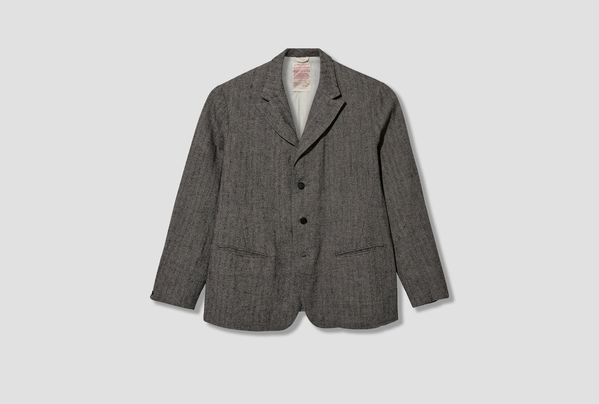 H.DEFOE - LINEN ALPACA SILK HERRINGBONE ROVER JACKET NN-1401B18 Grey