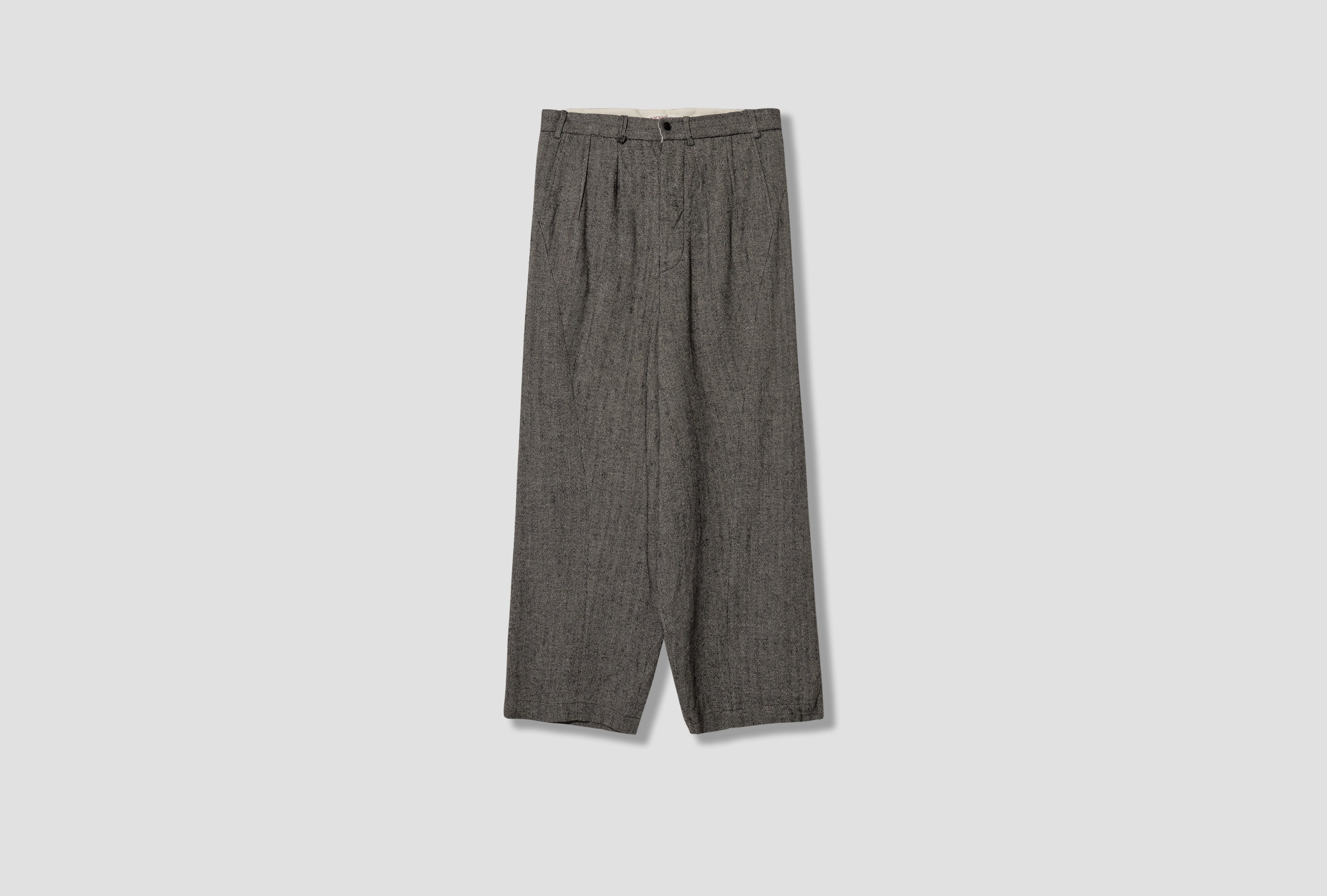 H.JOAN - LINEN ALPACA SILK HERRINGBONE ROVER TROUSERS NN-1403T18 Grey