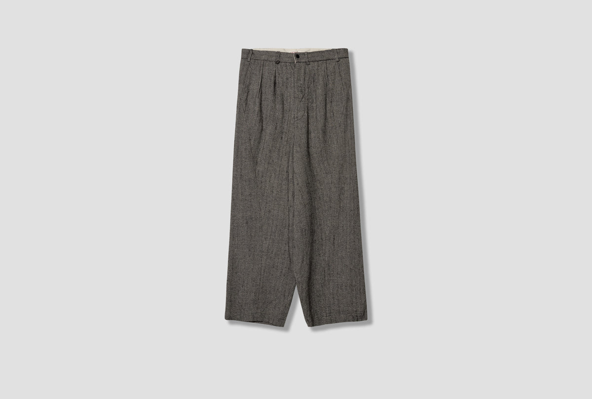 H.JOAN - LINEN ALPACA SILK HERRINGBONE ROVER TROUSERS NN-1403T18 Grey