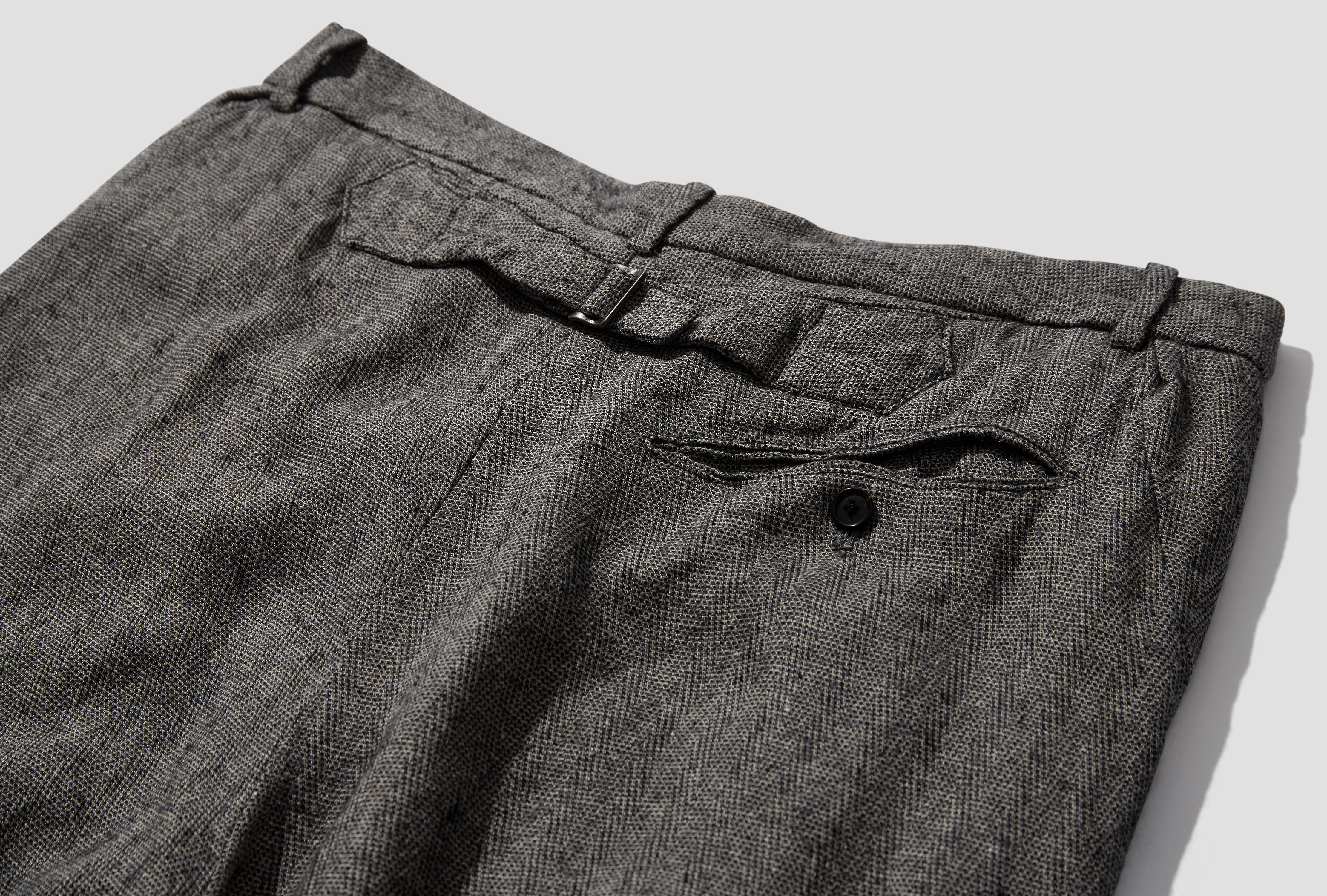 H.JOAN - LINEN ALPACA SILK HERRINGBONE ROVER TROUSERS NN-1403T18 Grey