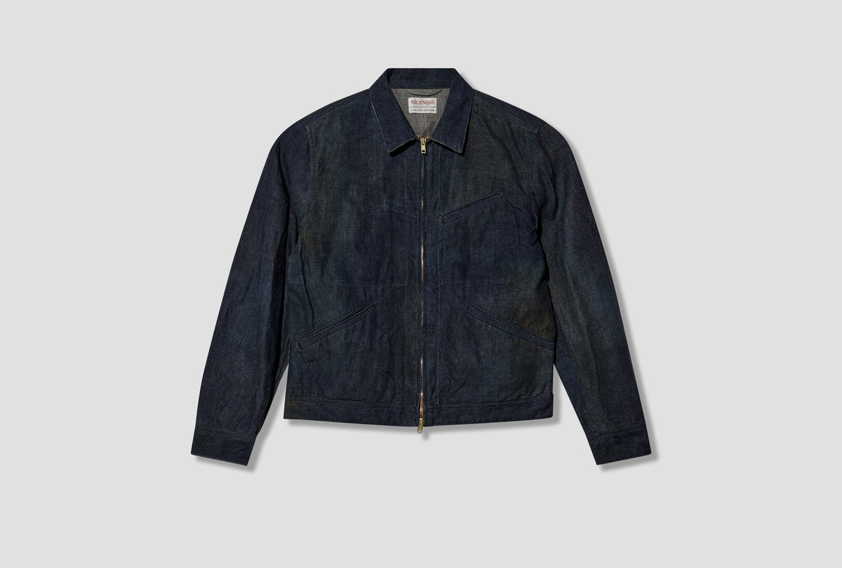N.JETT - PRINTED CANVAS SHORT BLOUSON NN-0301B18 Blue