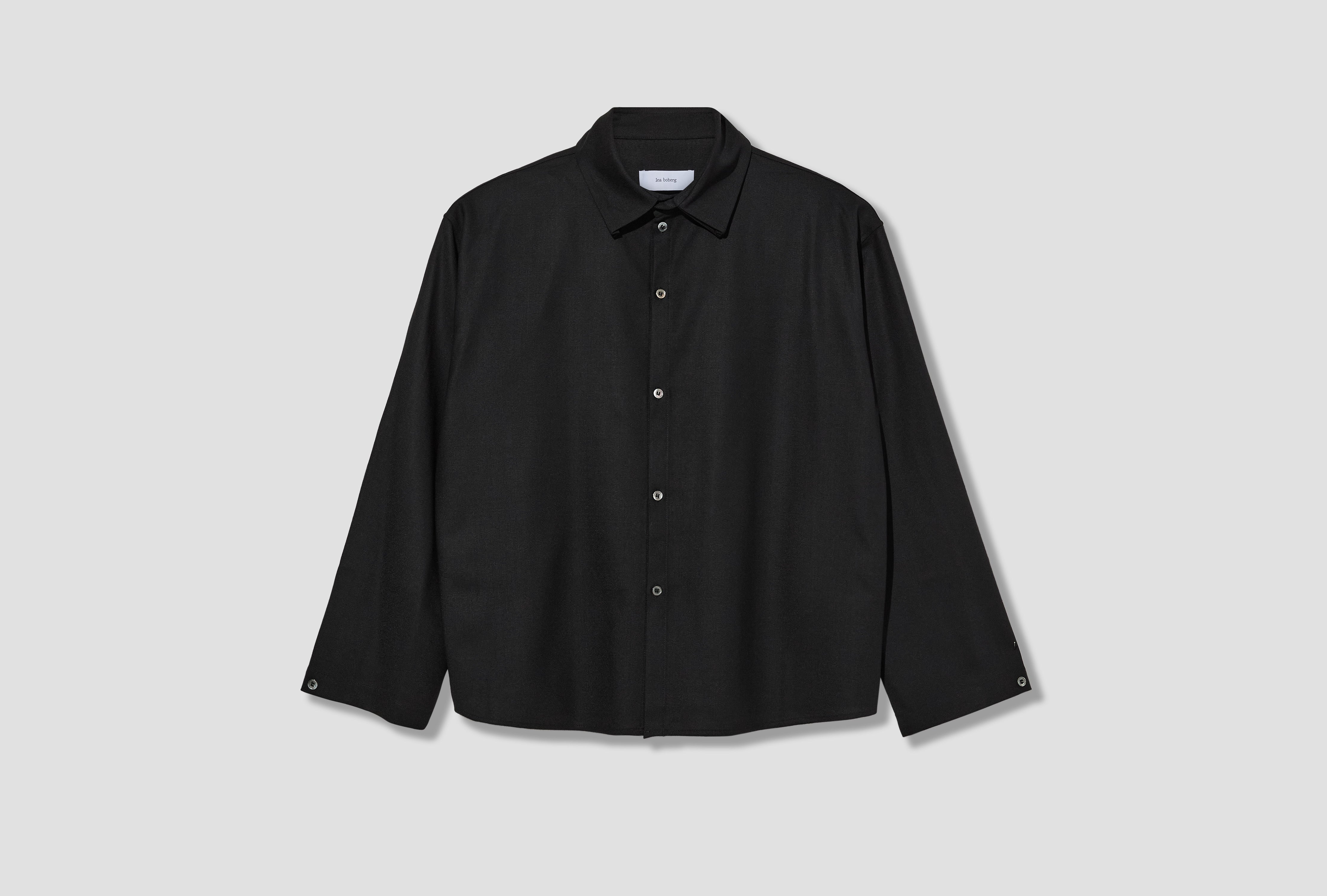 SC SHIRT - BRITISH WOOL CREPE / BLACK LB-14A