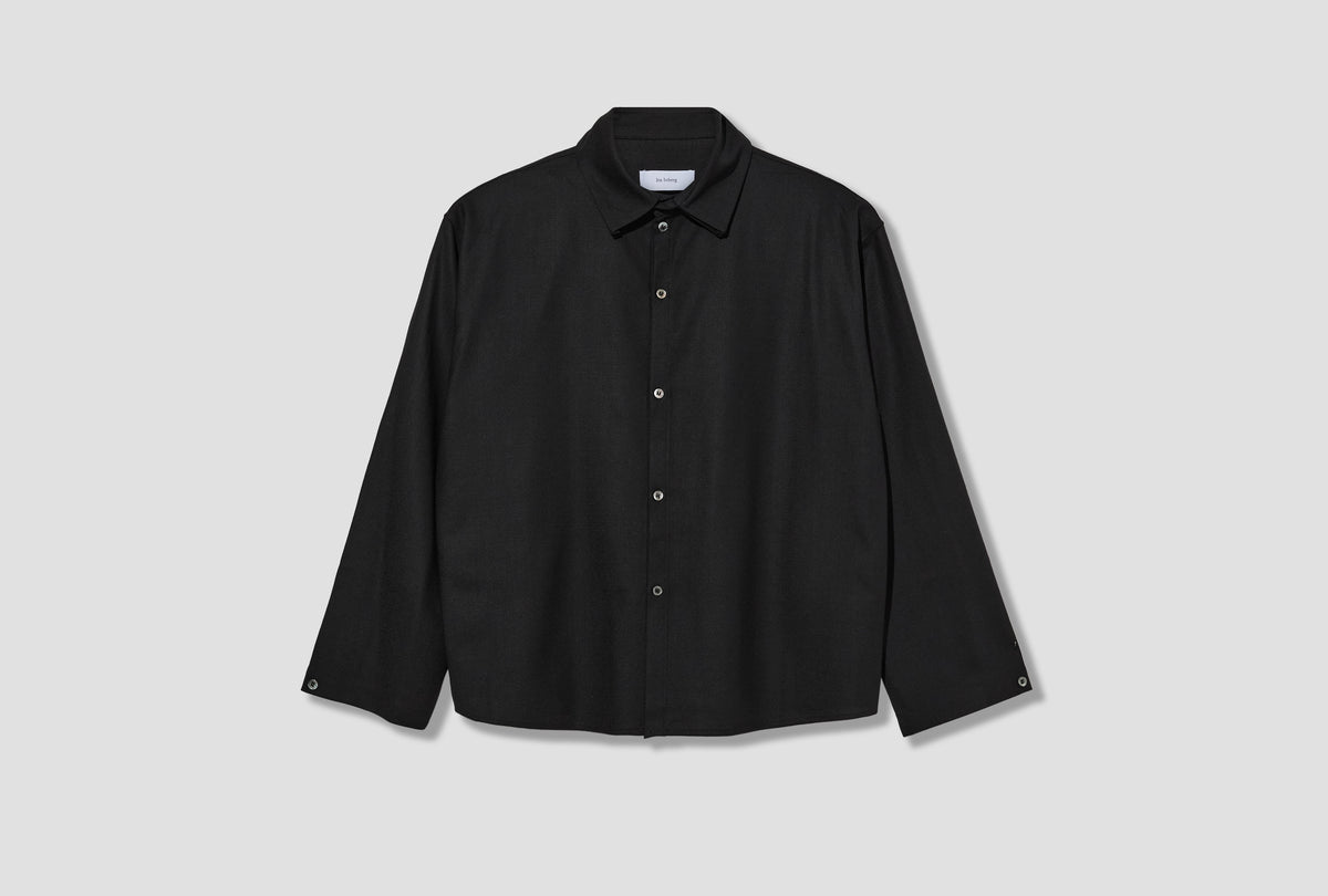 SC SHIRT - BRITISH WOOL CREPE / BLACK LB-14A