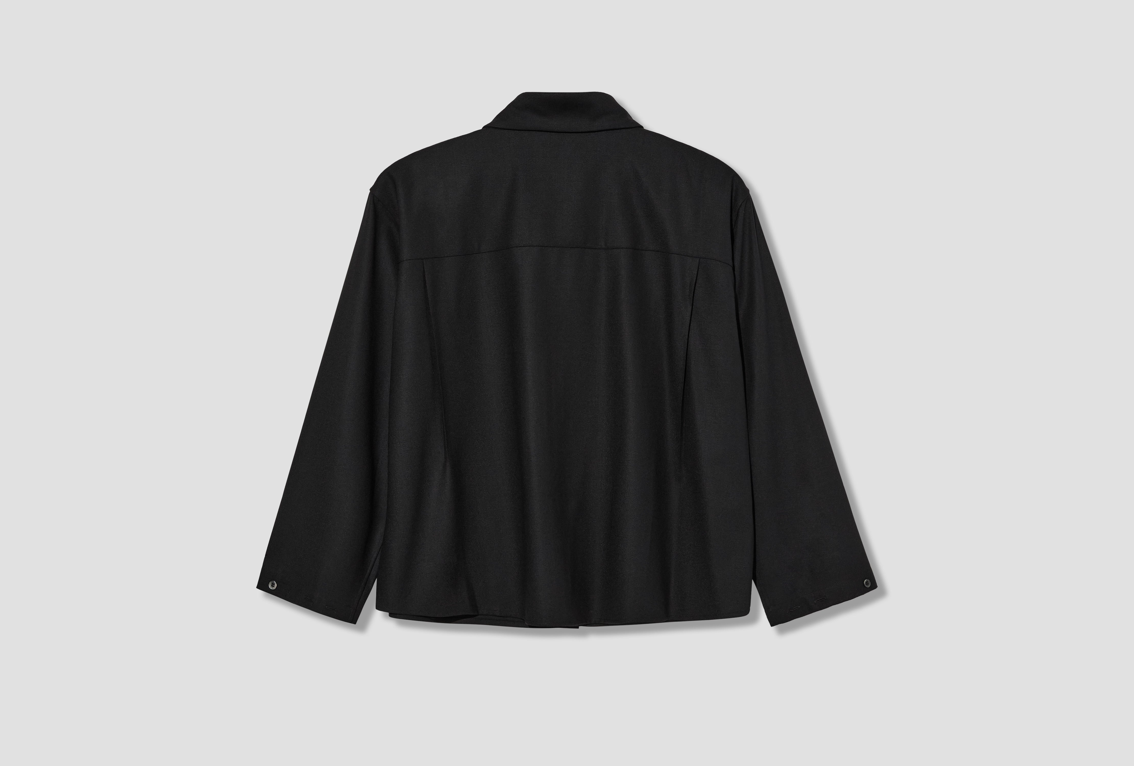 SC SHIRT - BRITISH WOOL CREPE / BLACK LB-14A