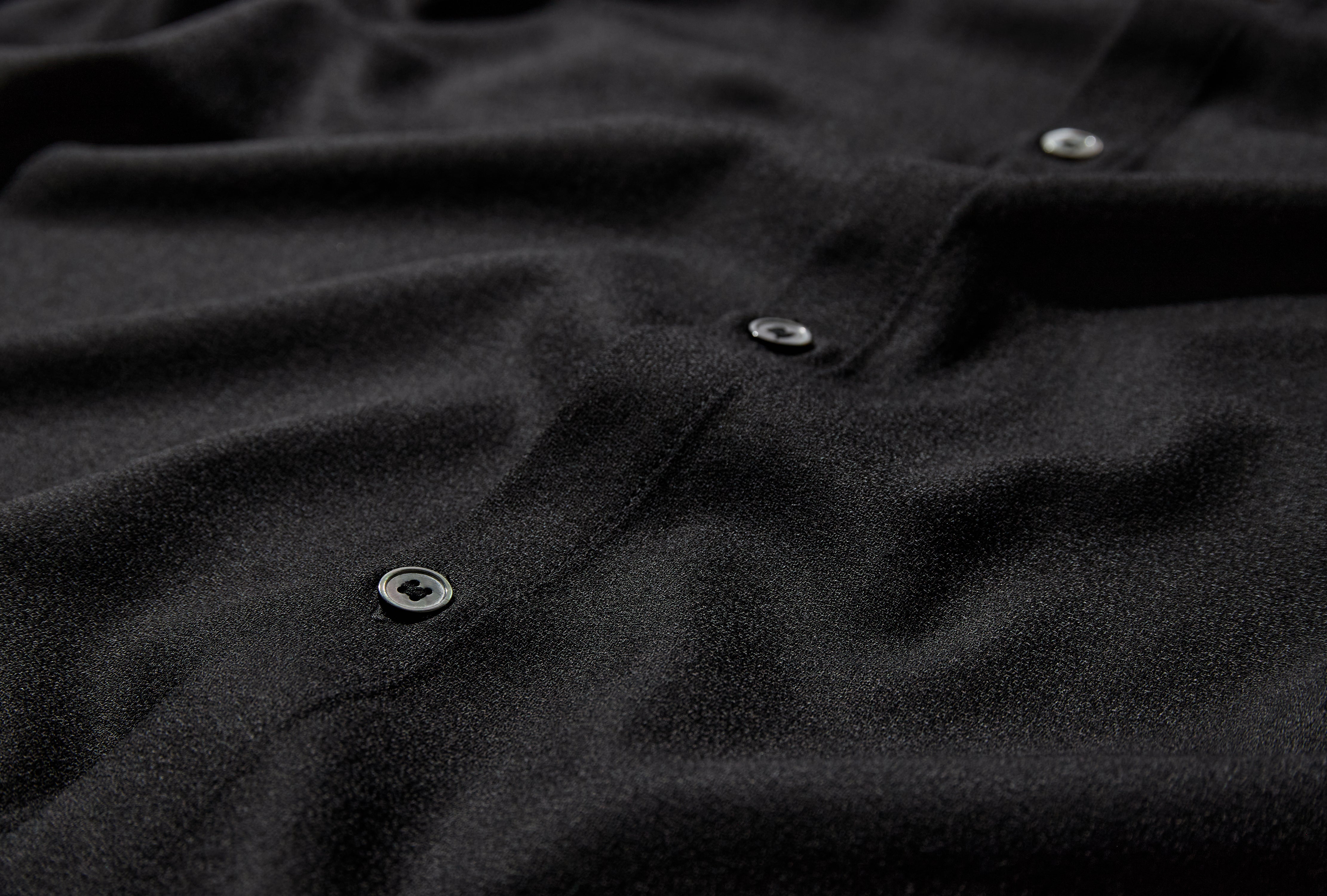 SC SHIRT - BRITISH WOOL CREPE / BLACK LB-14A