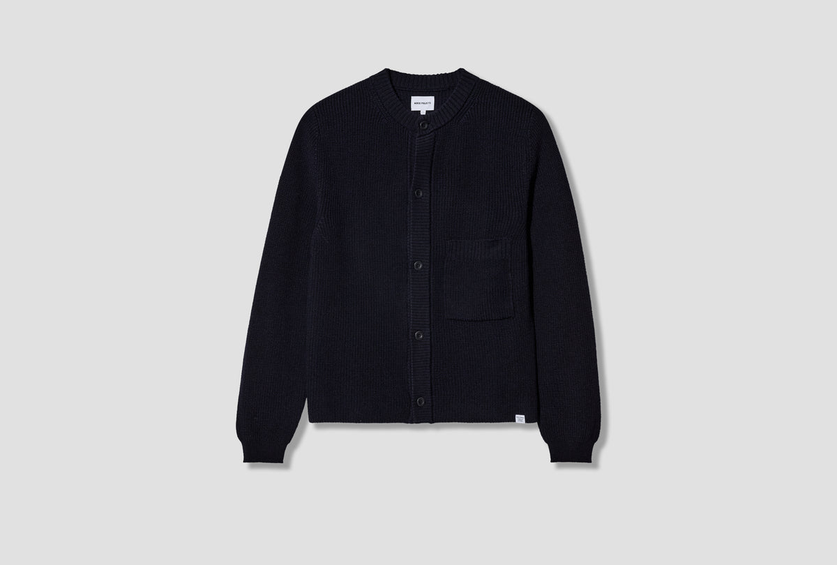 GULLVERKET COTTON WOOL RIB CARDIGAN N45-0682 Navy