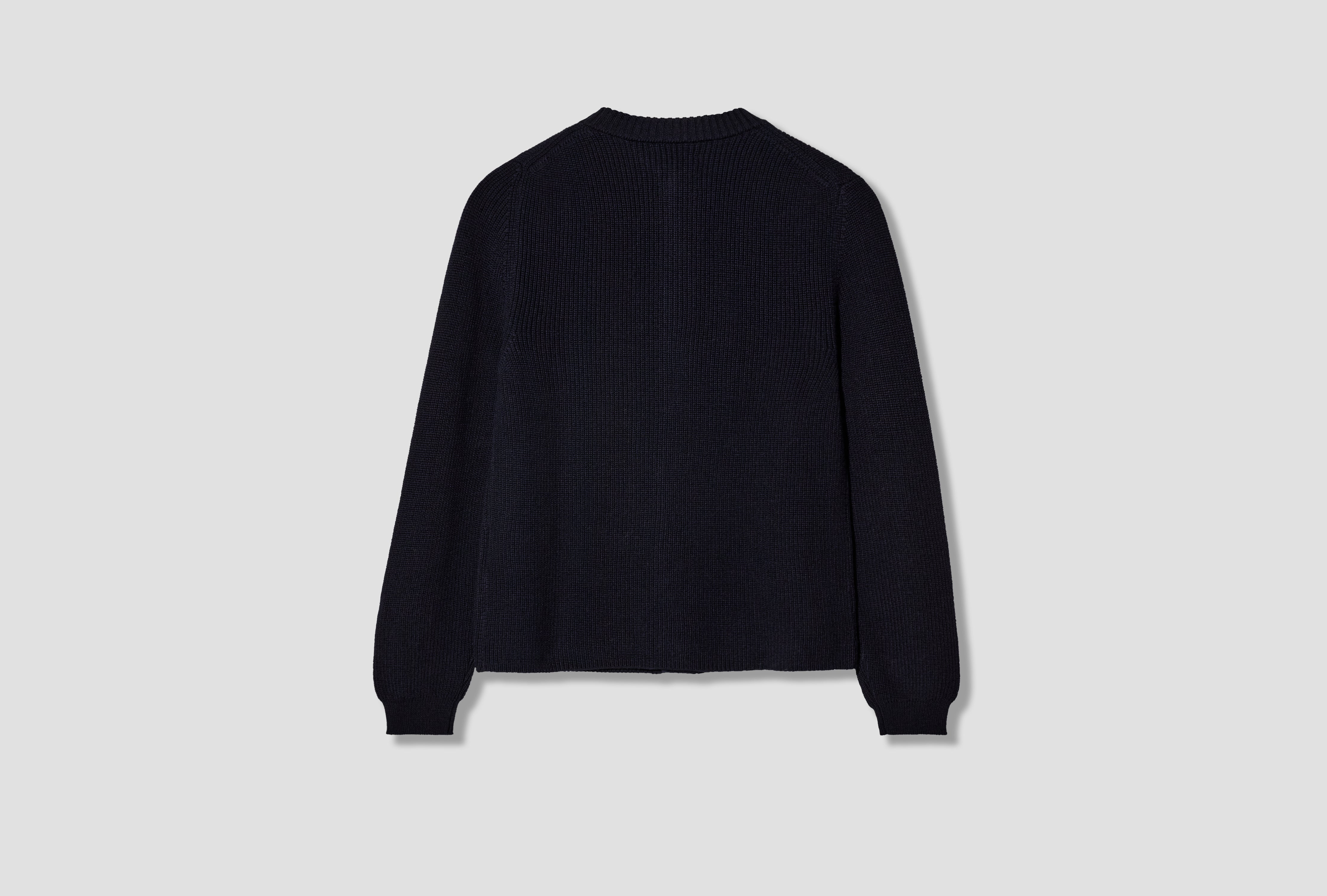 GULLVERKET COTTON WOOL RIB CARDIGAN N45-0682 Navy