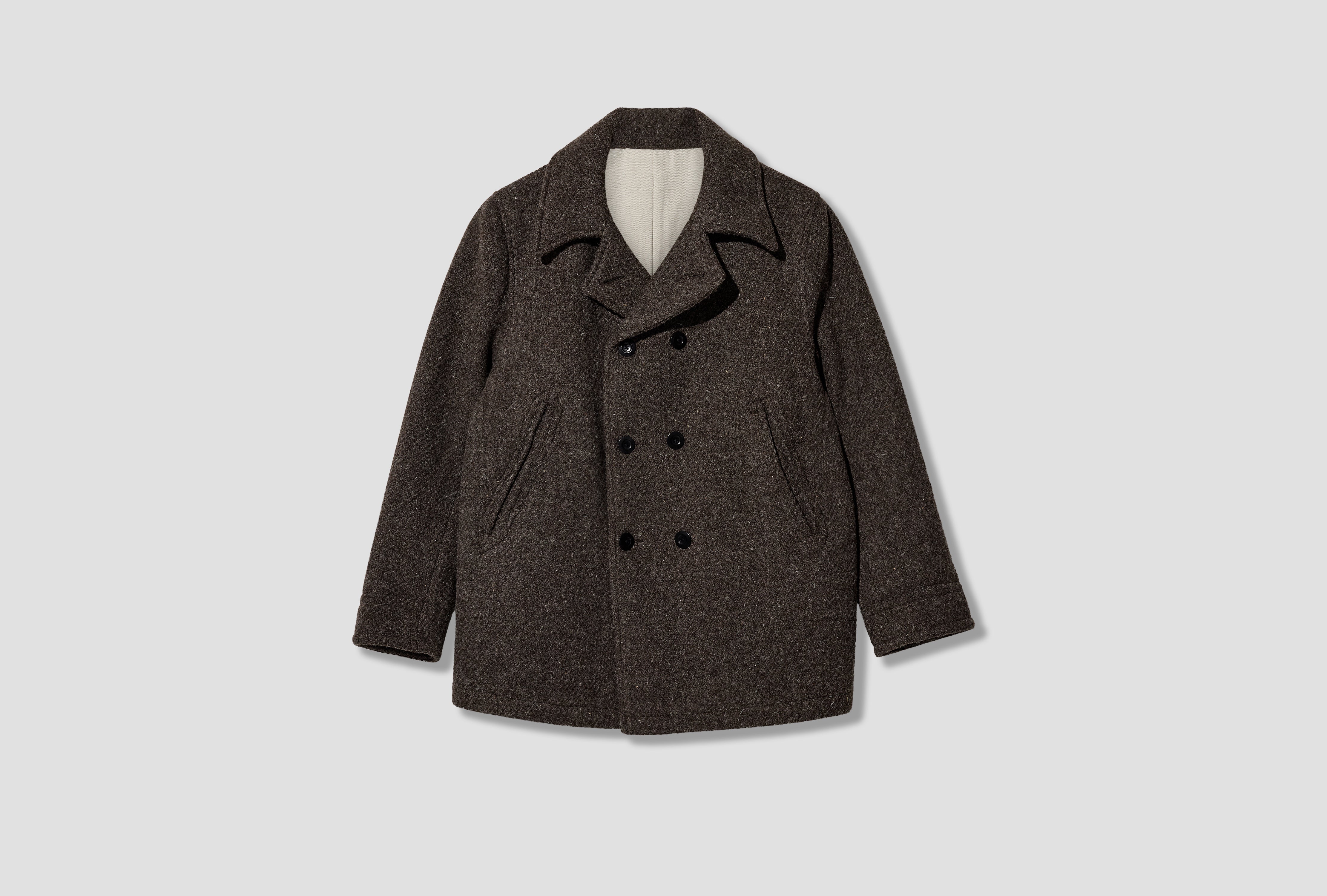 BALWEN PEACOAT - UNDYED WOOL / LOAM AW-026-001