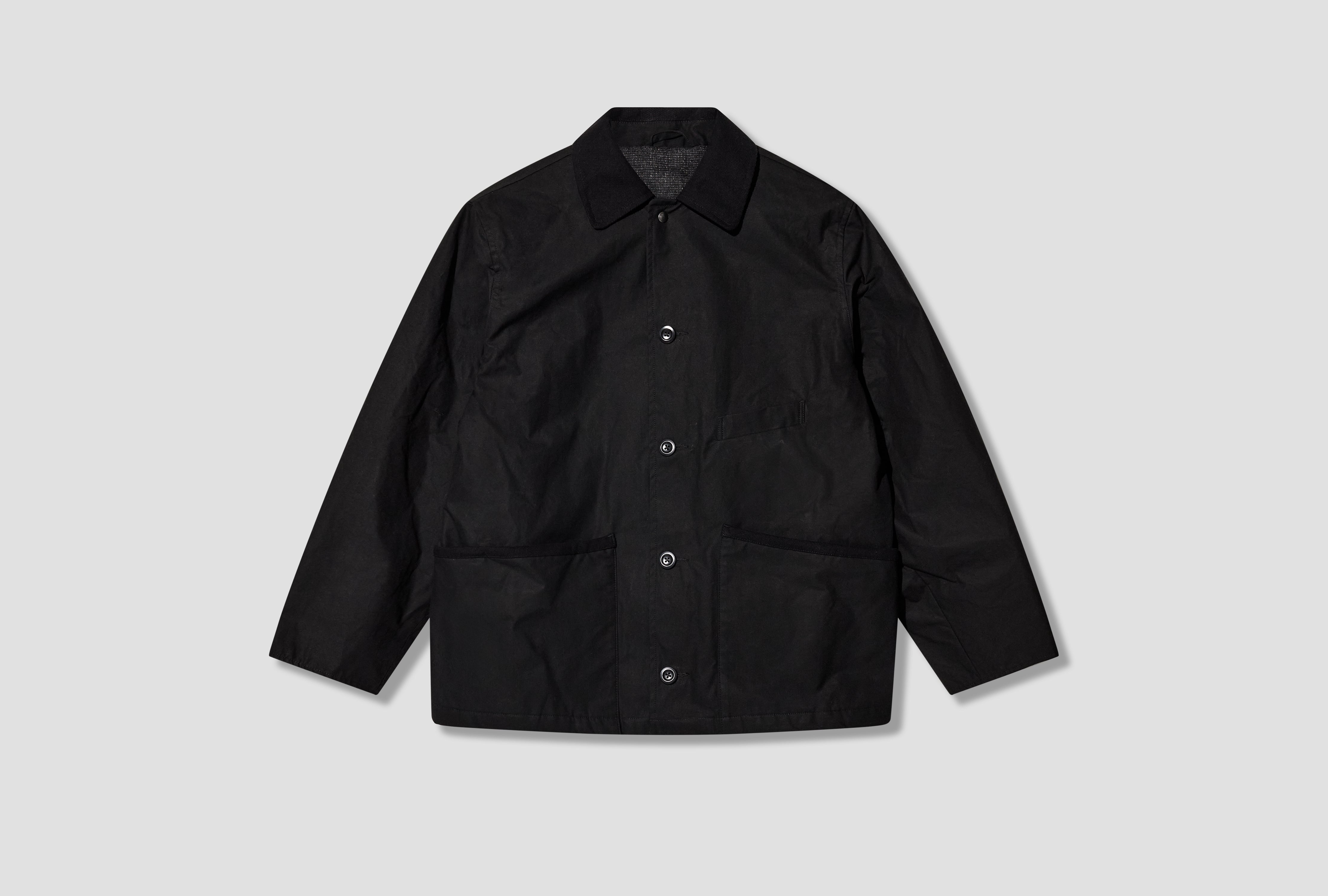 BLANKET JACKET - COTTON DRY WAX / BLACK AW-026-003