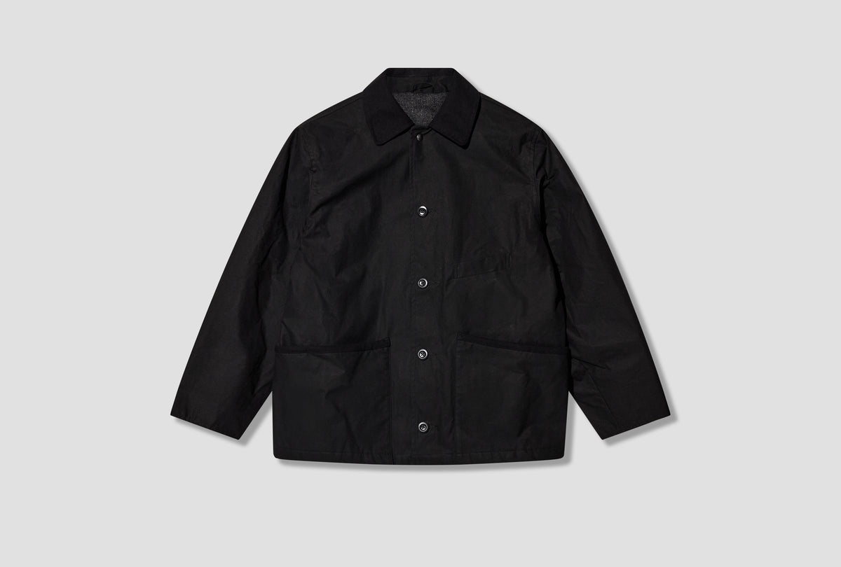 BLANKET JACKET - COTTON DRY WAX / BLACK AW-026-003