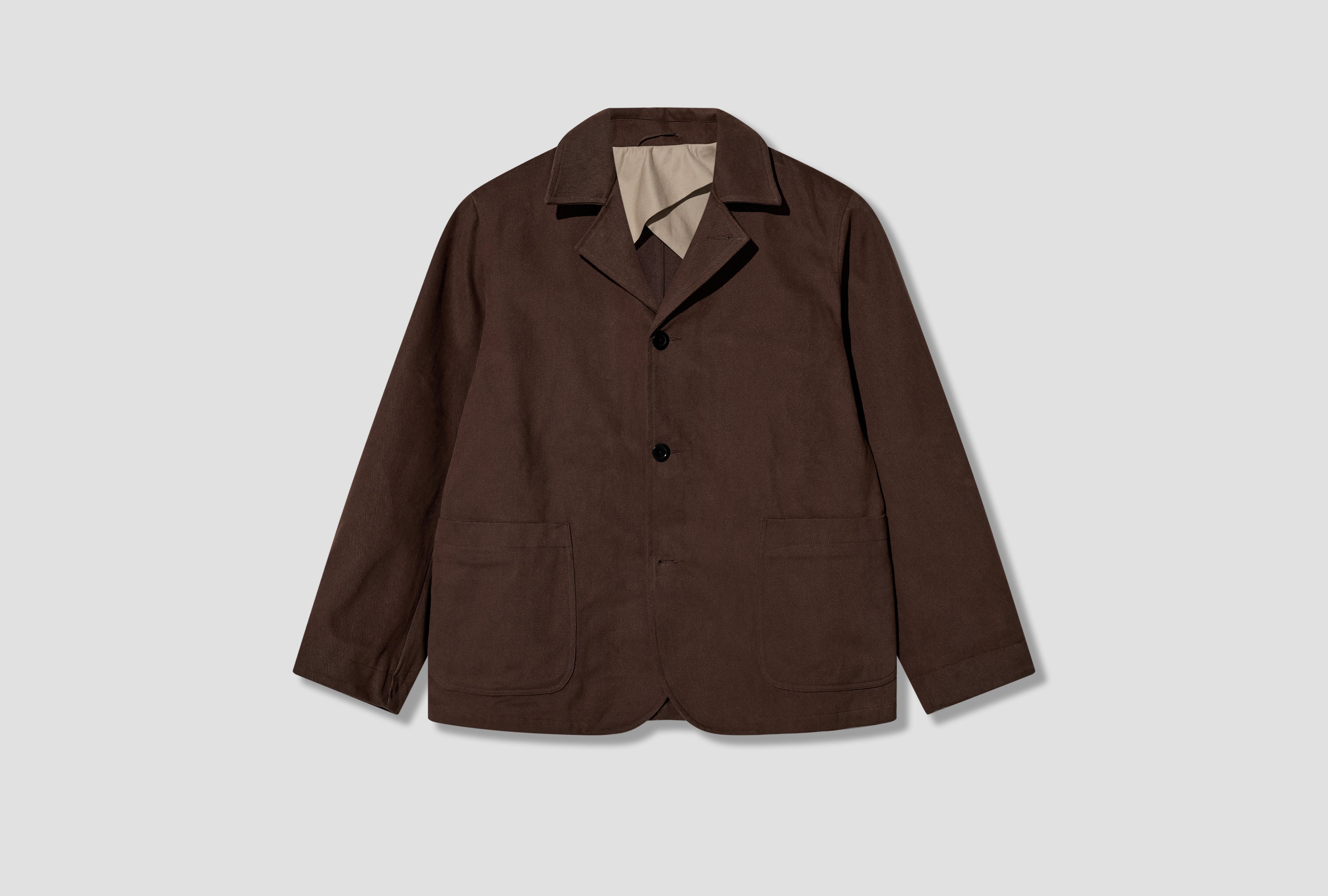 BRUTON BLAZER - HEAVY PEACHED COTTON / DARK BROWN AW-026-004