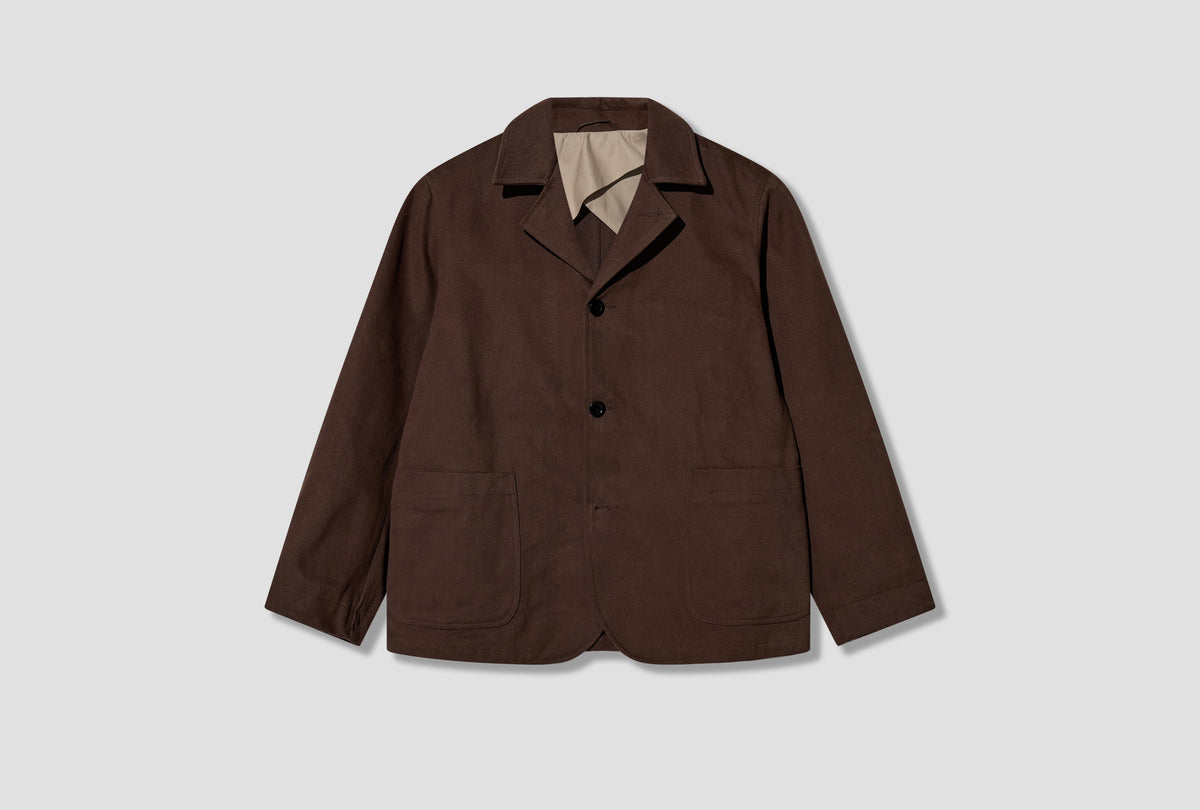 BRUTON BLAZER - HEAVY PEACHED COTTON / DARK BROWN AW-026-004