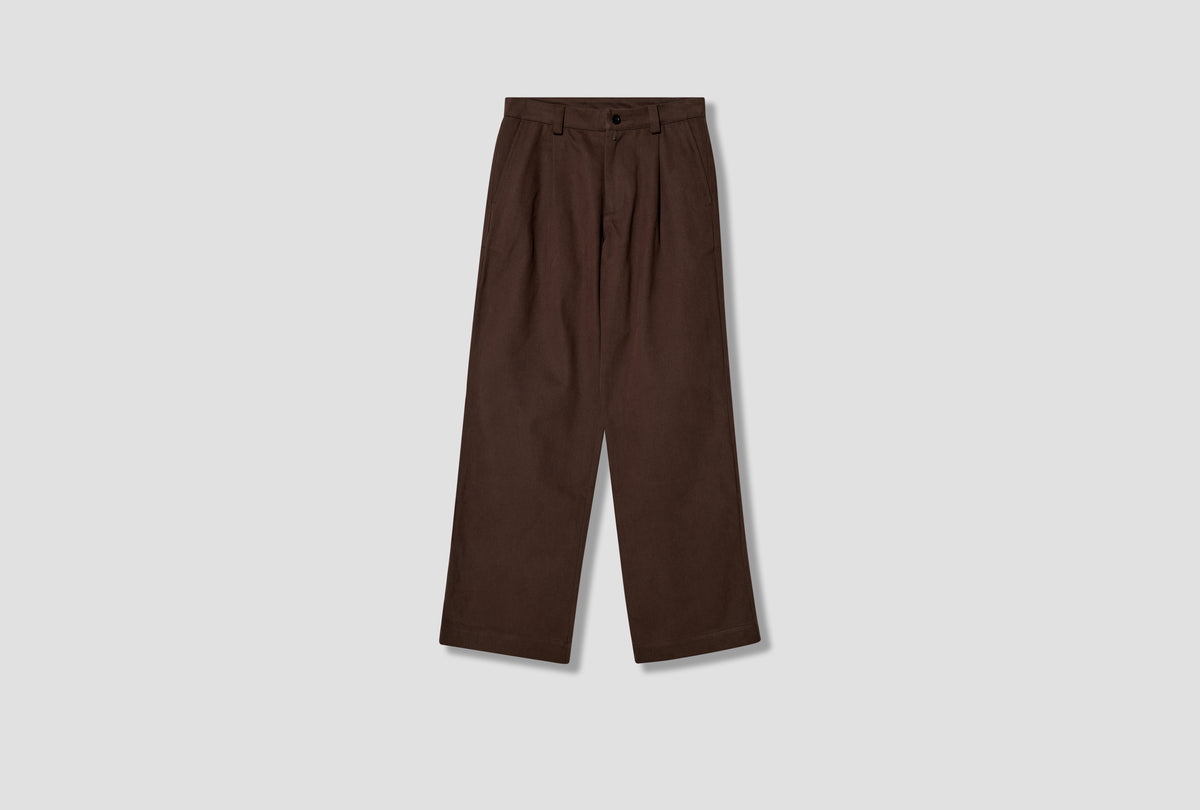 SCOTS PANT - HEAVY PEACHED COTTON / DARK BROWN AW-026-013
