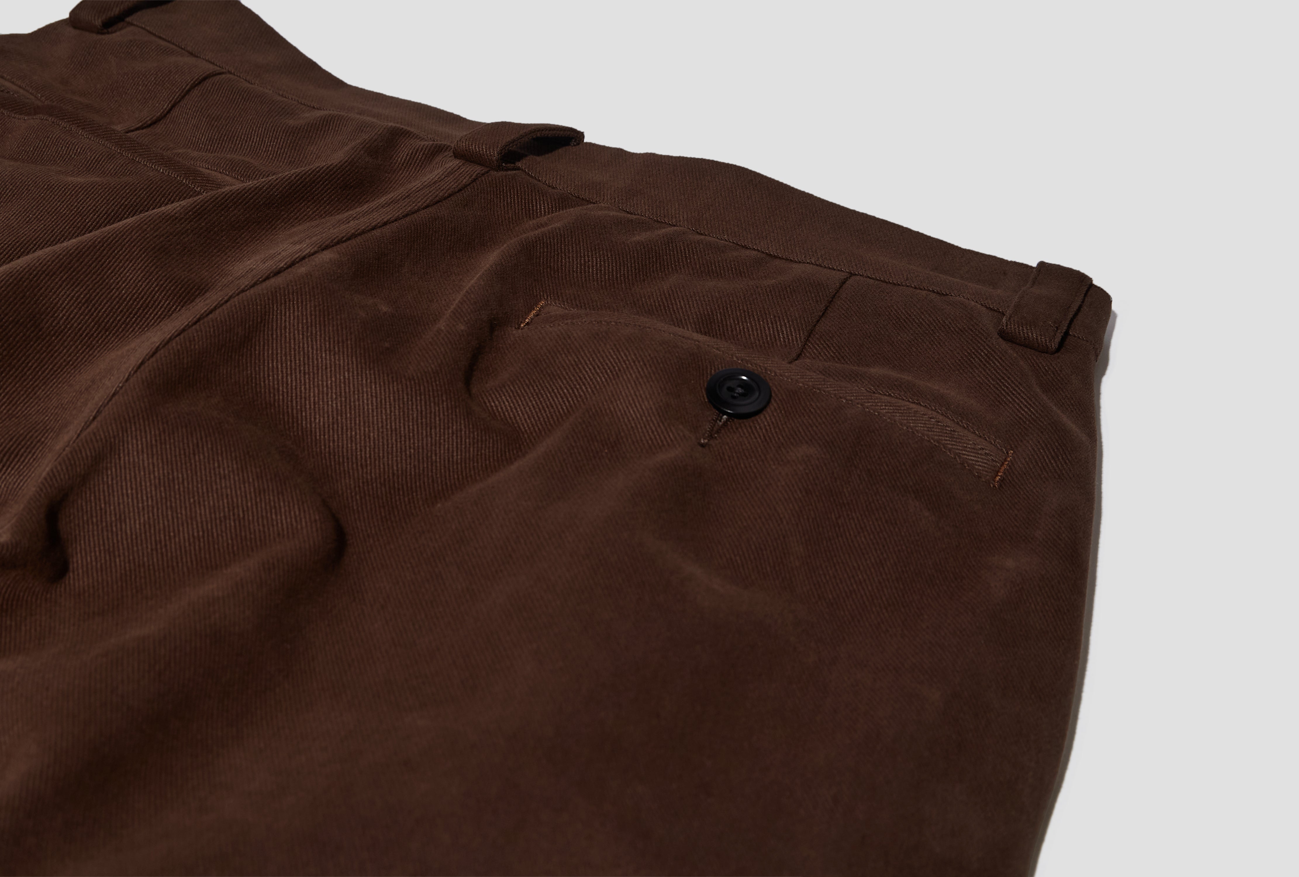 SCOTS PANT - HEAVY PEACHED COTTON / DARK BROWN AW-026-013