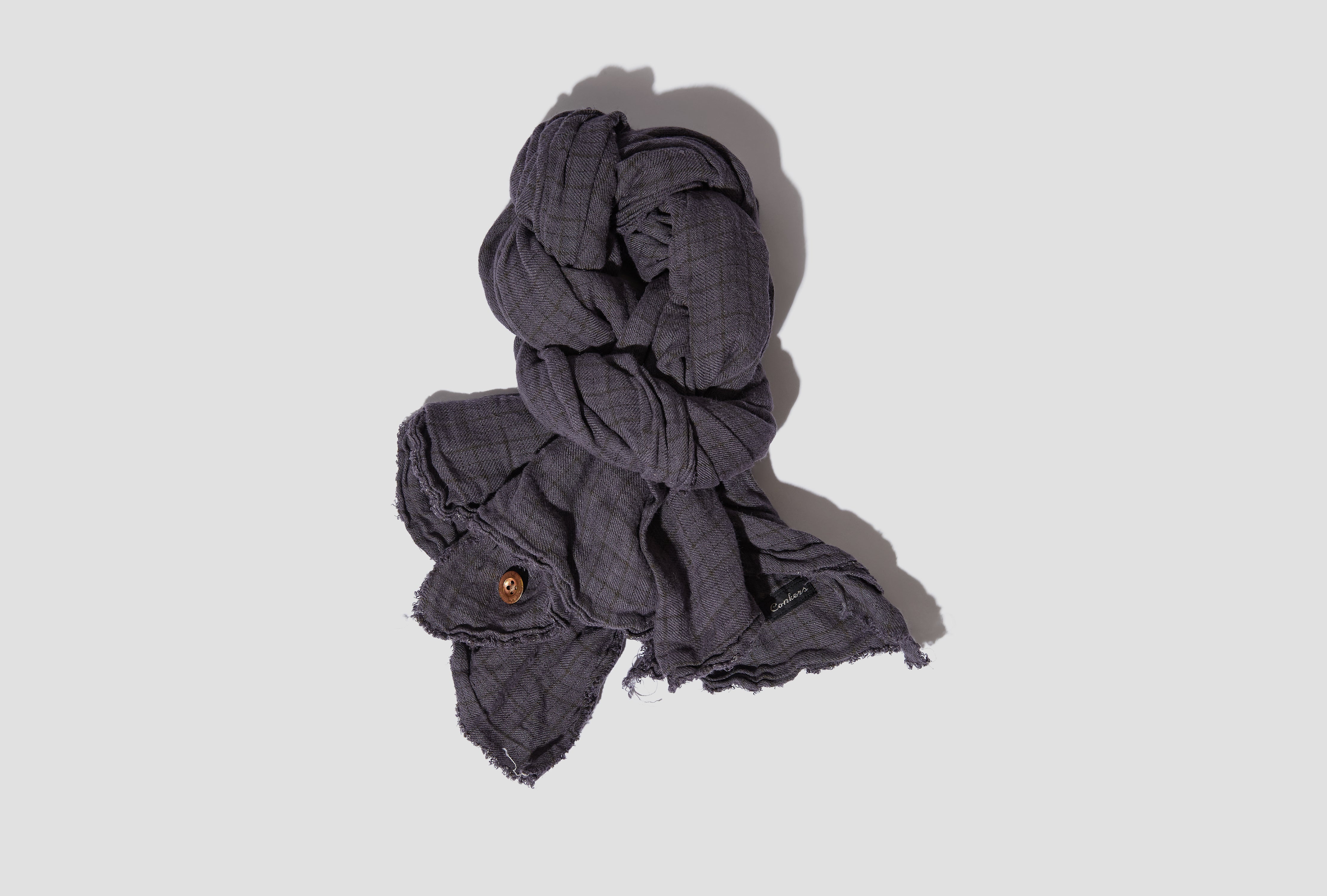 KNOT SCARF - TATTERSALL LINEN / BLUE OVERDYE AW-026-016