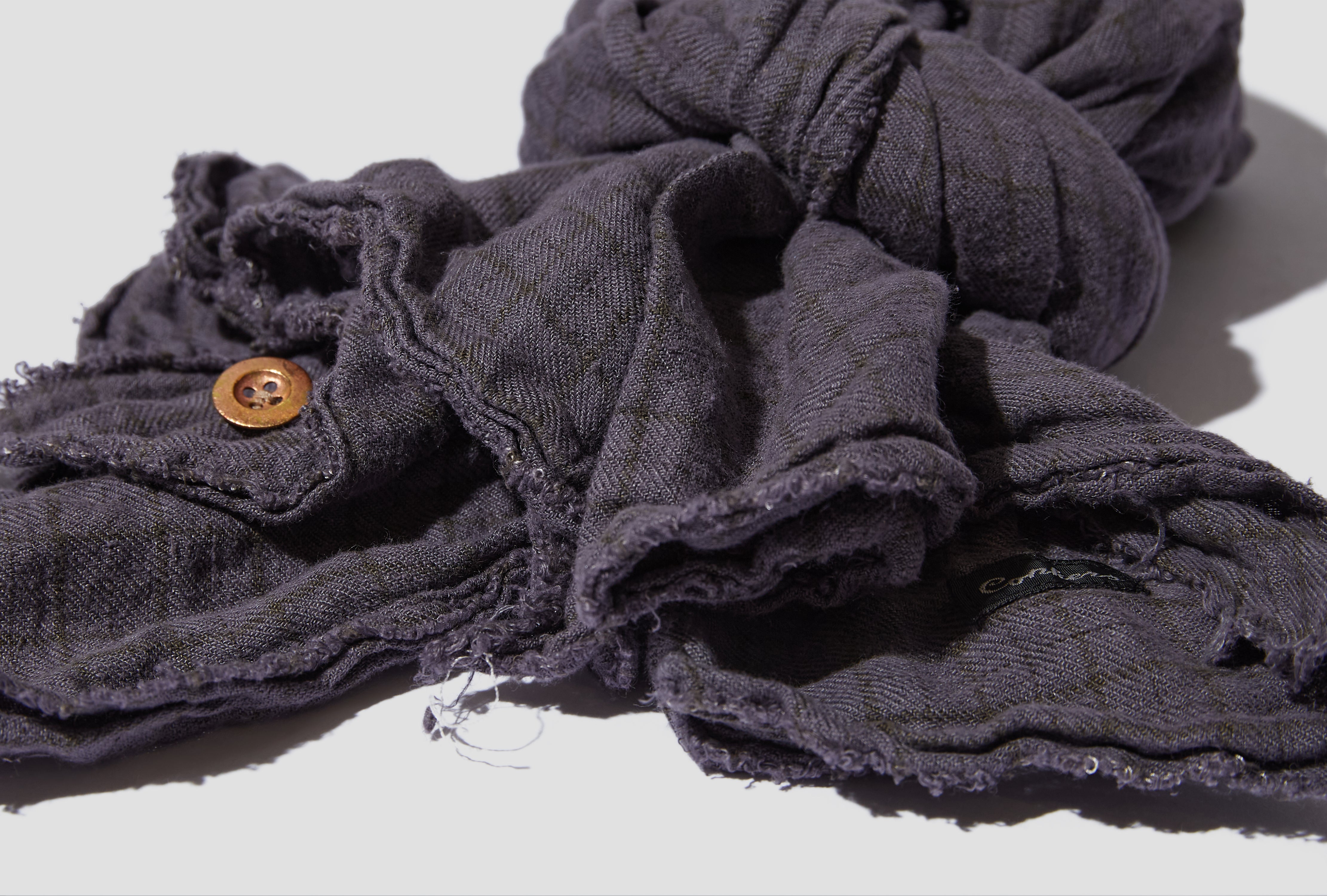KNOT SCARF - TATTERSALL LINEN / BLUE OVERDYE AW-026-016