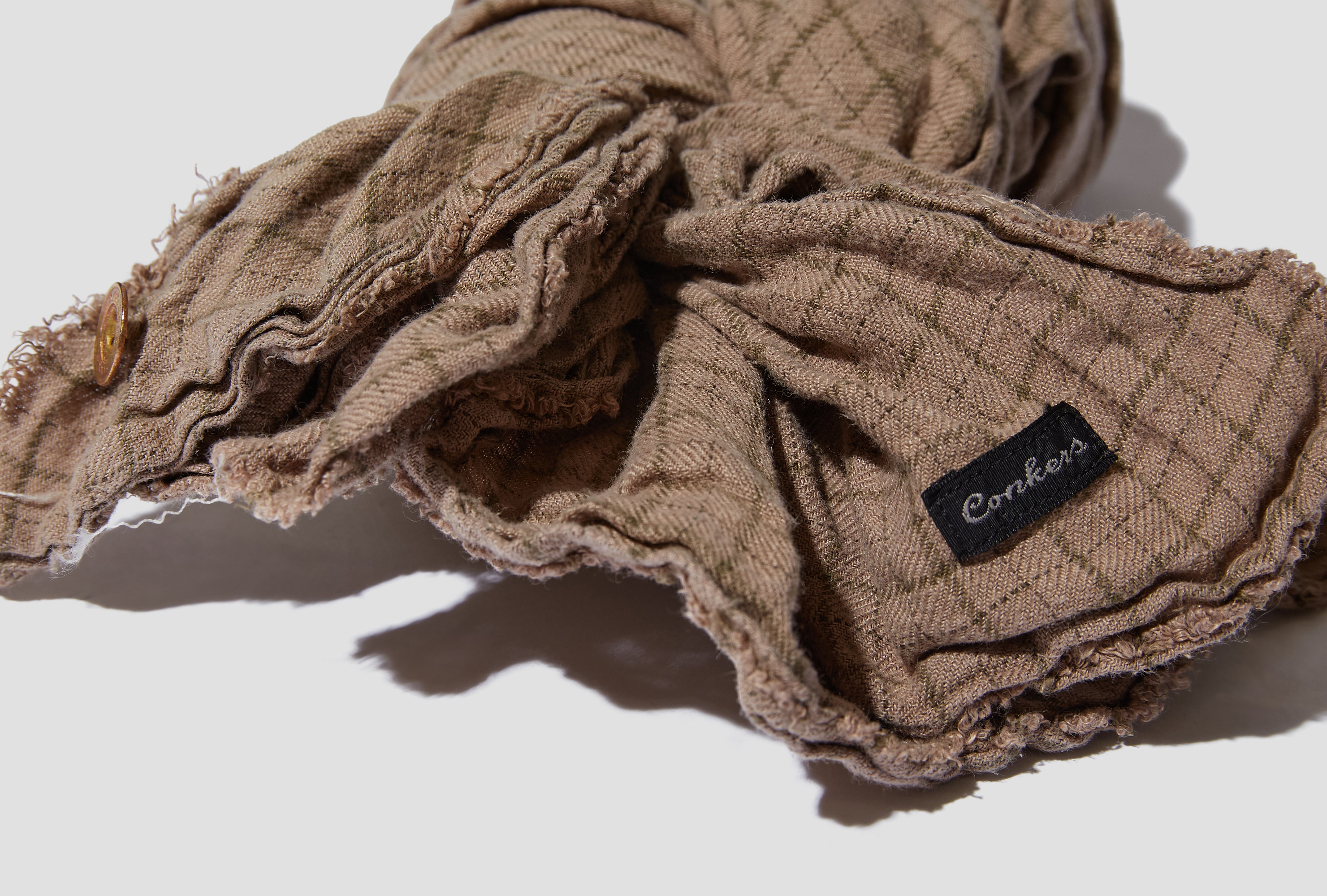 KNOT SCARF - TATTERSALL LINEN / BROWN OVERDYE AW-026-017
