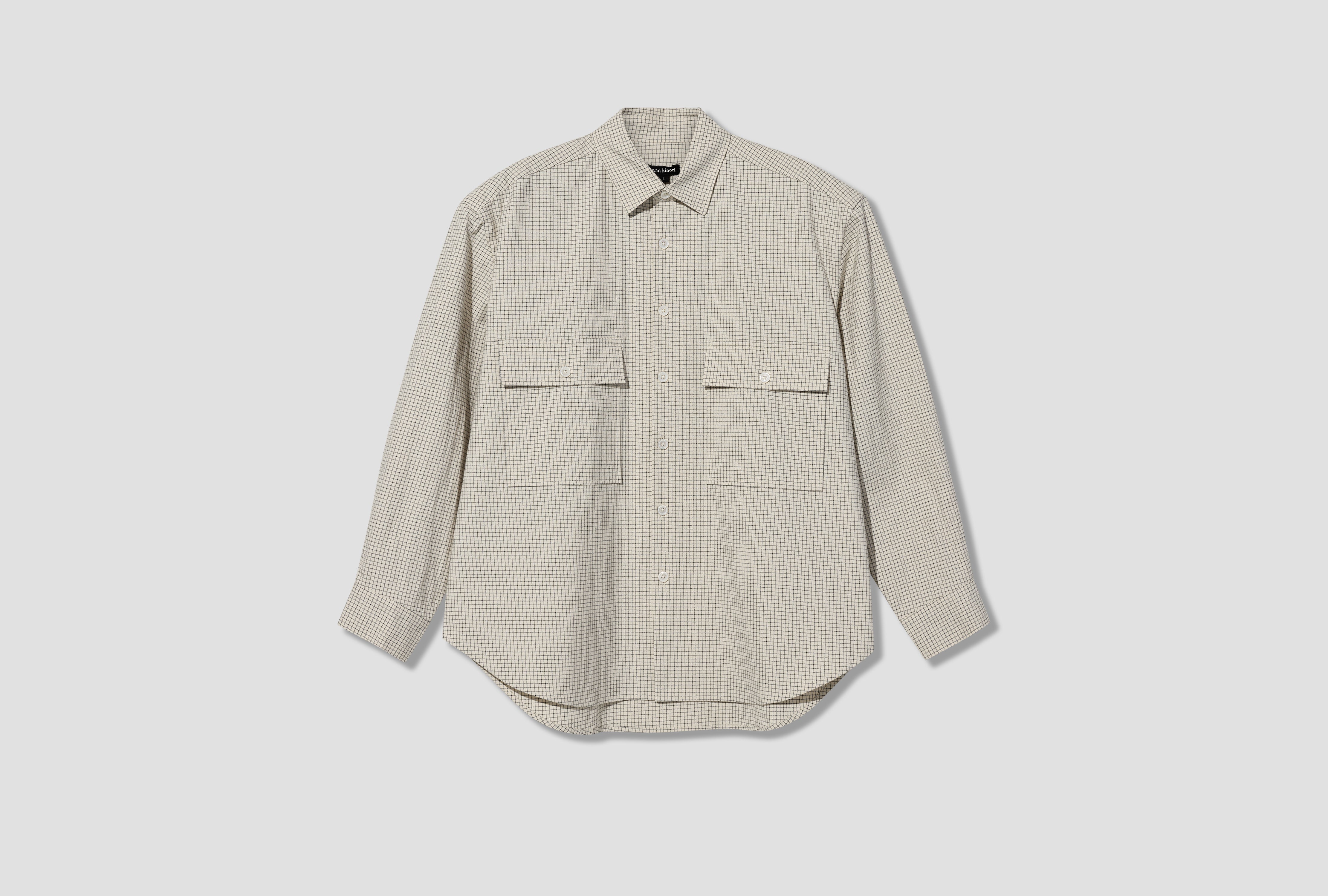 BIG SHIRT - COTTON GRIDCLOTH / NATURAL/BLACK