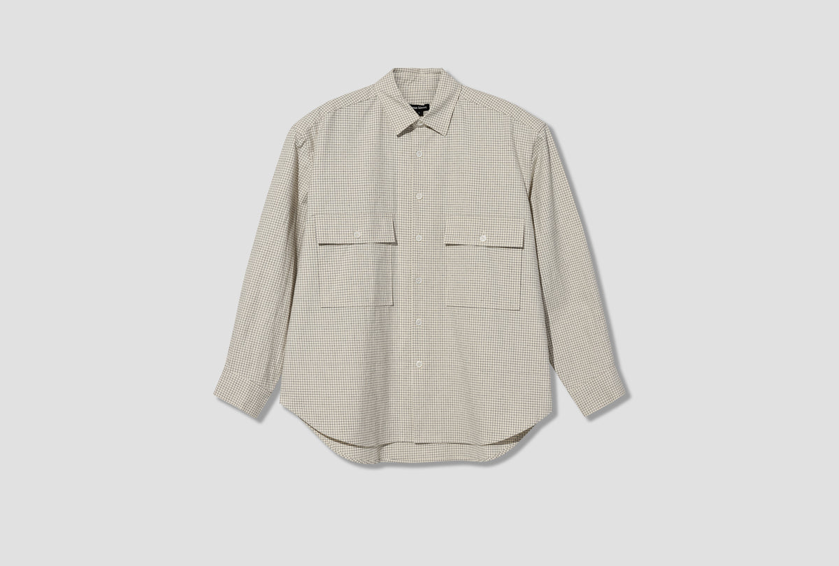 BIG SHIRT - COTTON GRIDCLOTH / NATURAL/BLACK