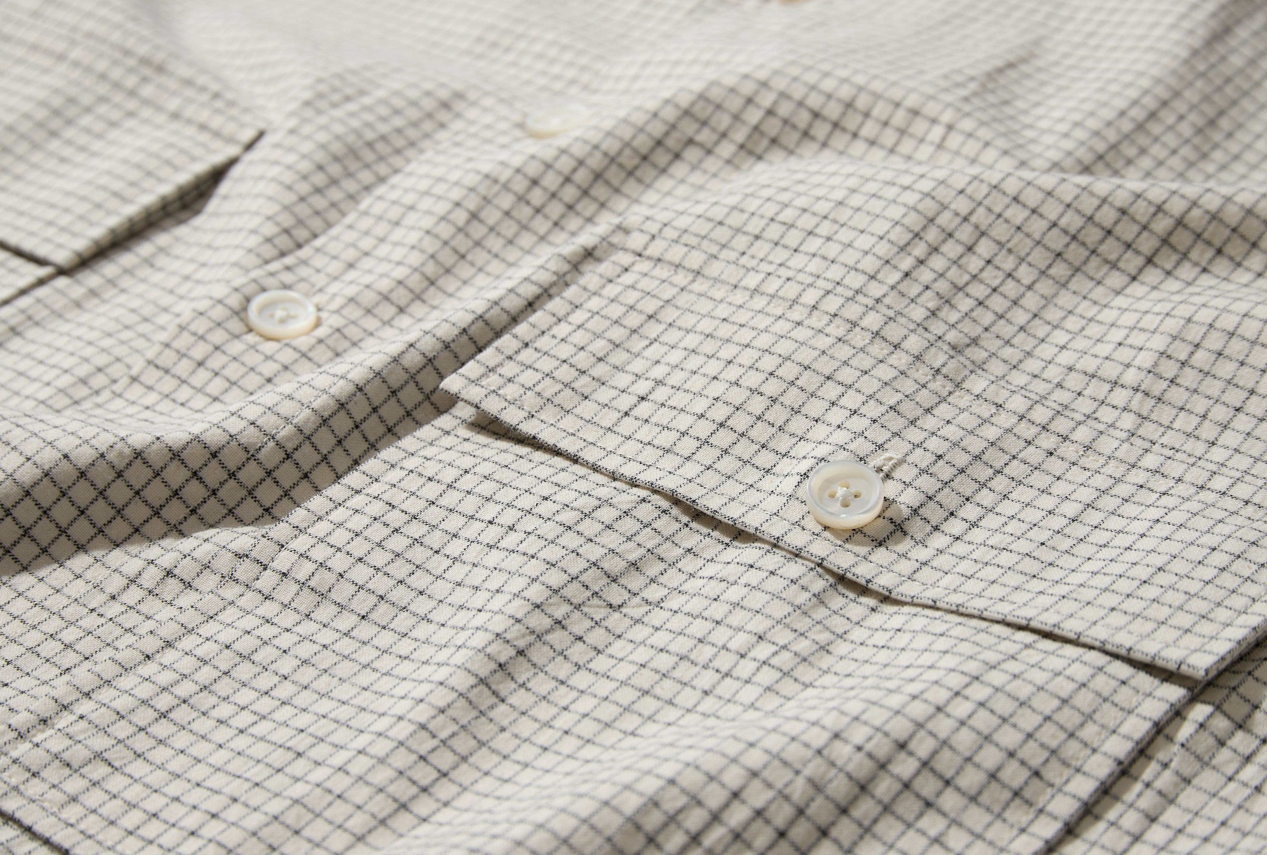 BIG SHIRT - COTTON GRIDCLOTH / NATURAL/BLACK
