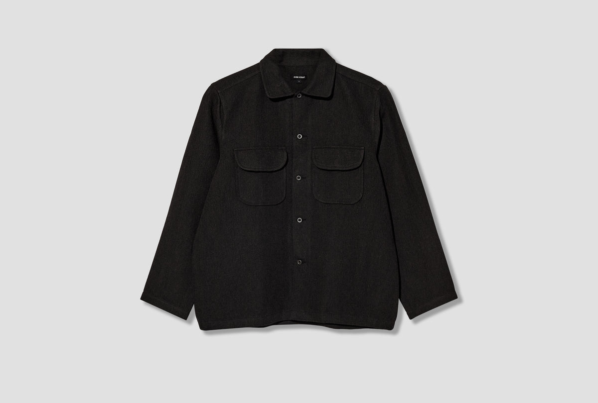 FIELD SHIRT - WOOL/LINEN HERRINGBONE / BLACK/BROWN