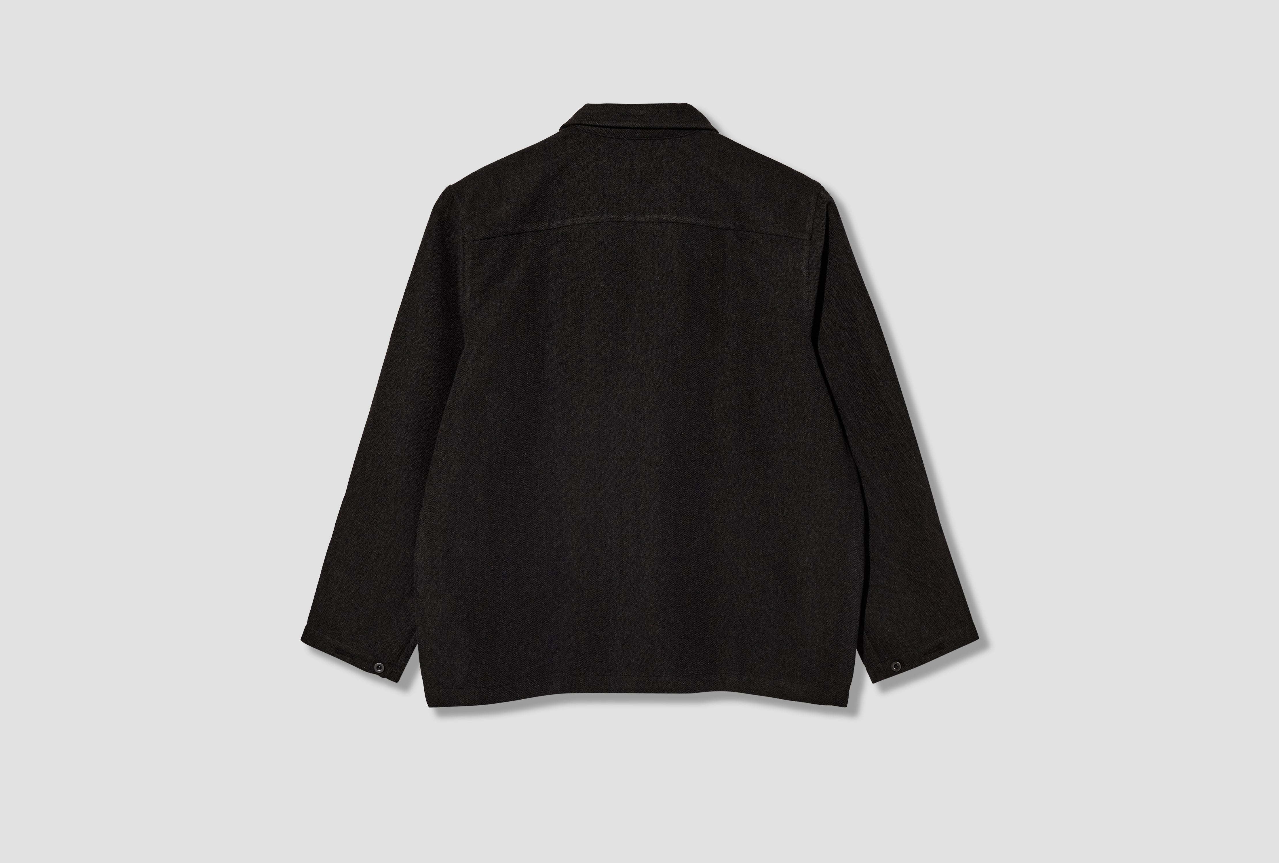 FIELD SHIRT - WOOL/LINEN HERRINGBONE / BLACK/BROWN