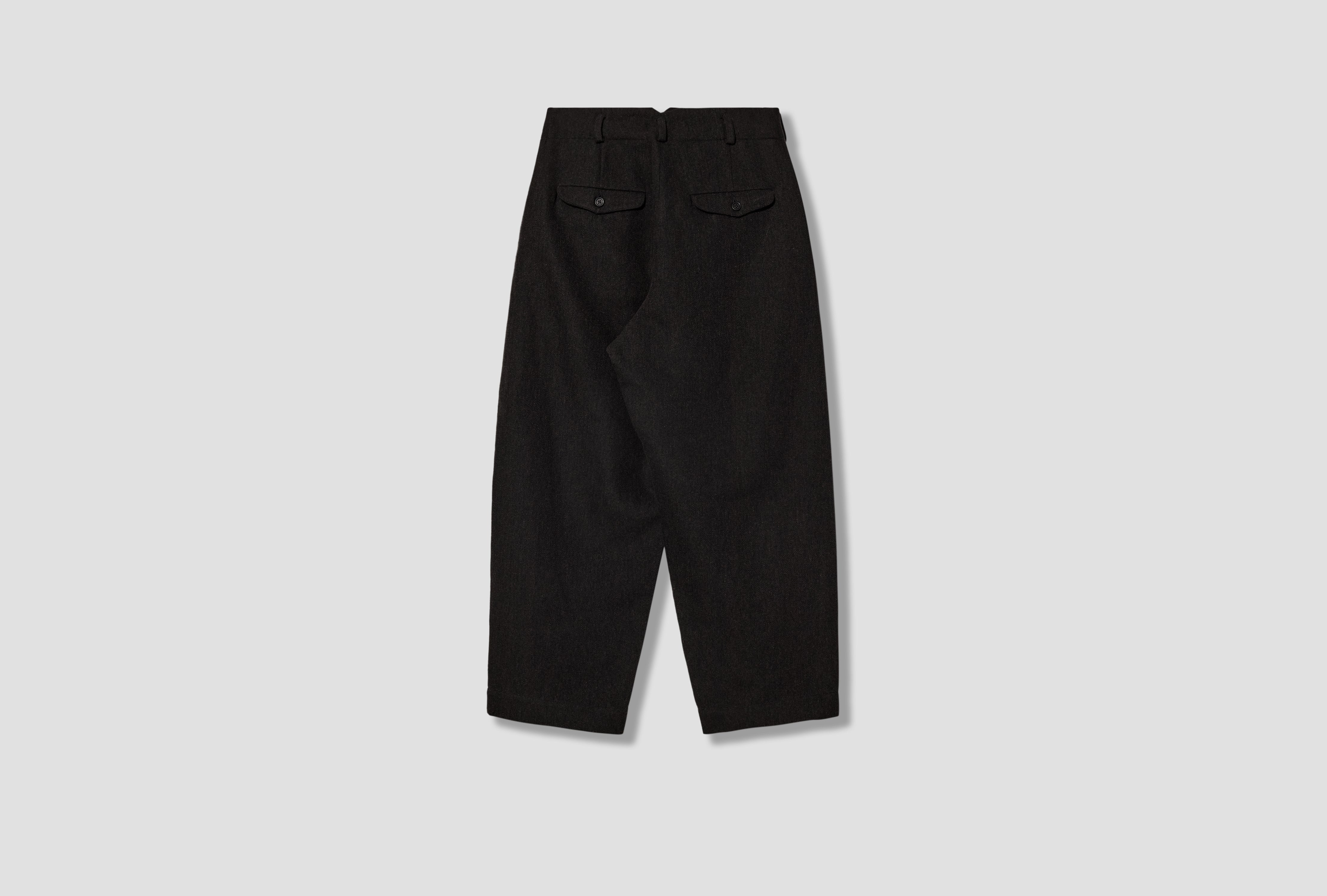 TWO PLEAT PANT - WOOL/LINEN HERRINGBONE / BLACK/BROWN