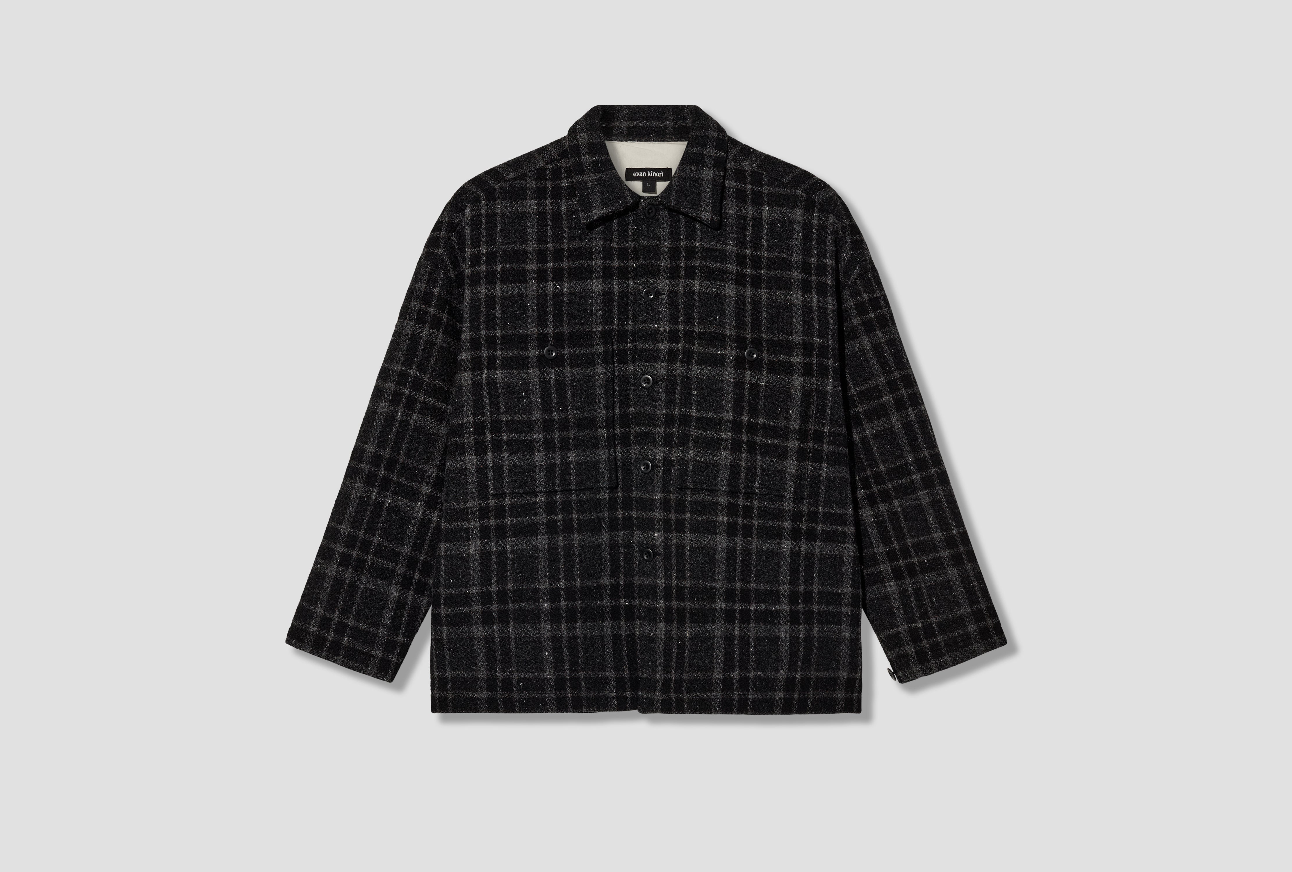 FIELD SHIRT TWO - WOOL TWEED CHECK / BLACK/GREY
