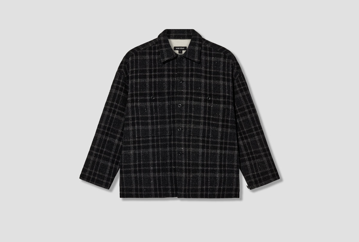 FIELD SHIRT TWO - WOOL TWEED CHECK / BLACK/GREY
