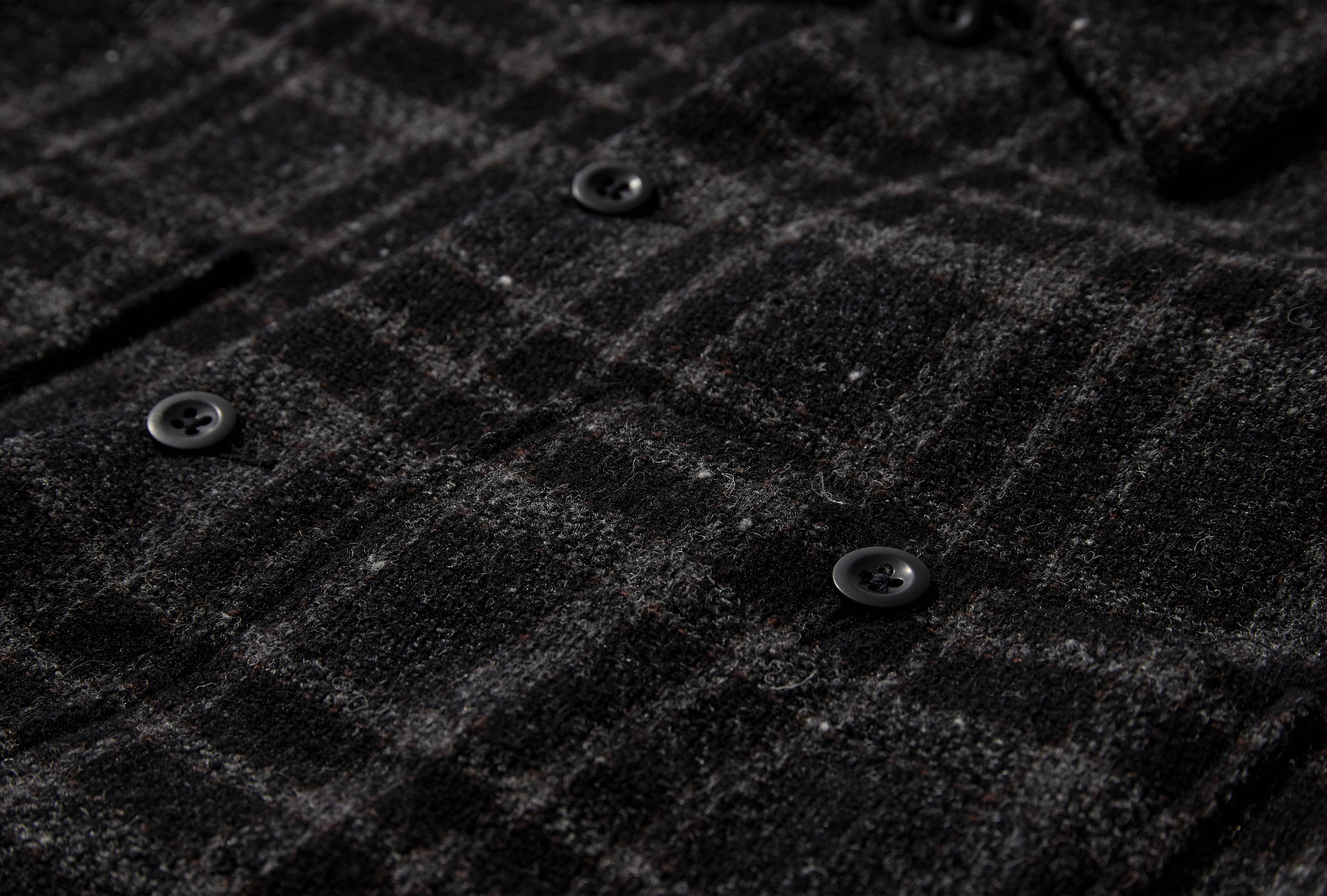 FIELD SHIRT TWO - WOOL TWEED CHECK / BLACK/GREY