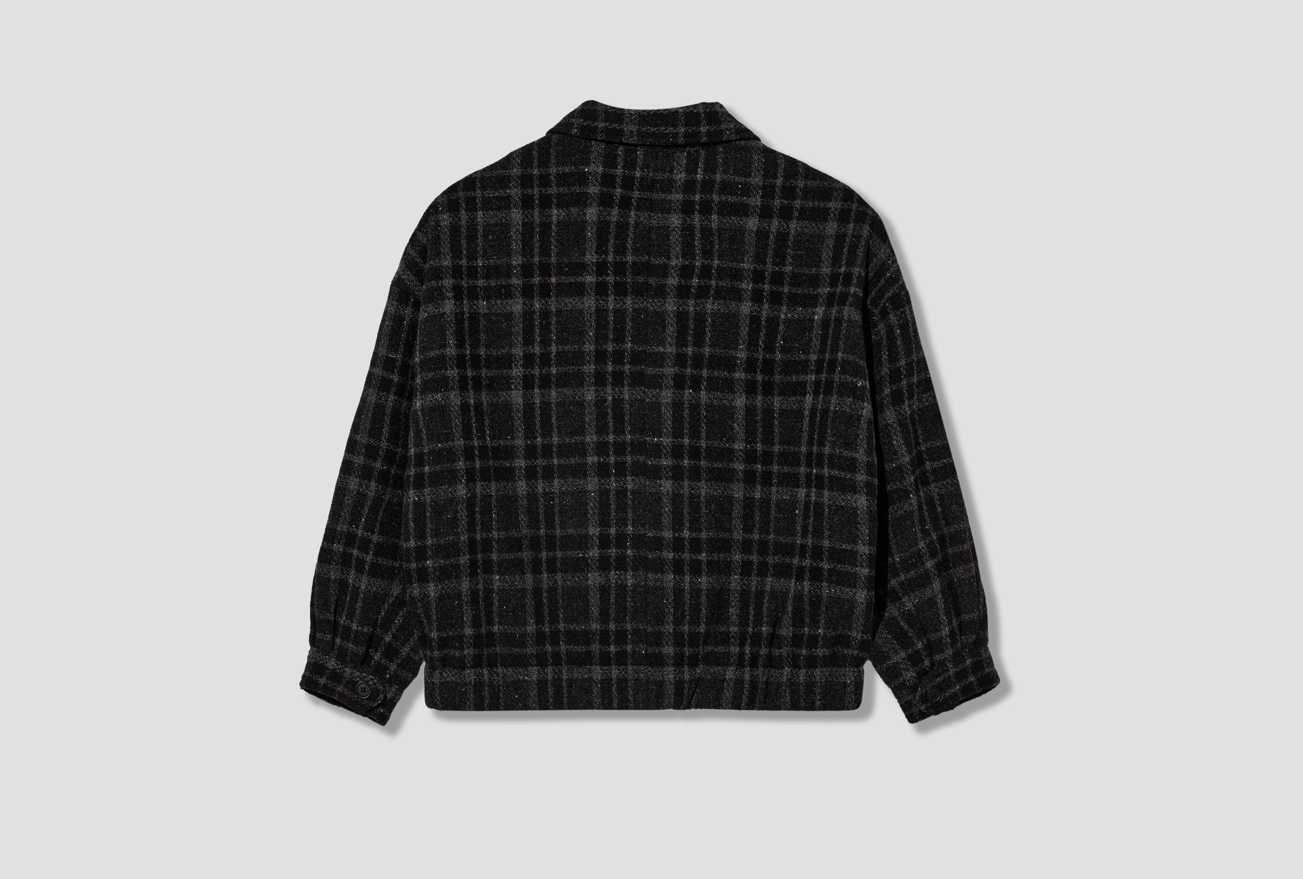 ZIP JACKET TWO - WOOL TWEED CHECK / BLACK/GREY