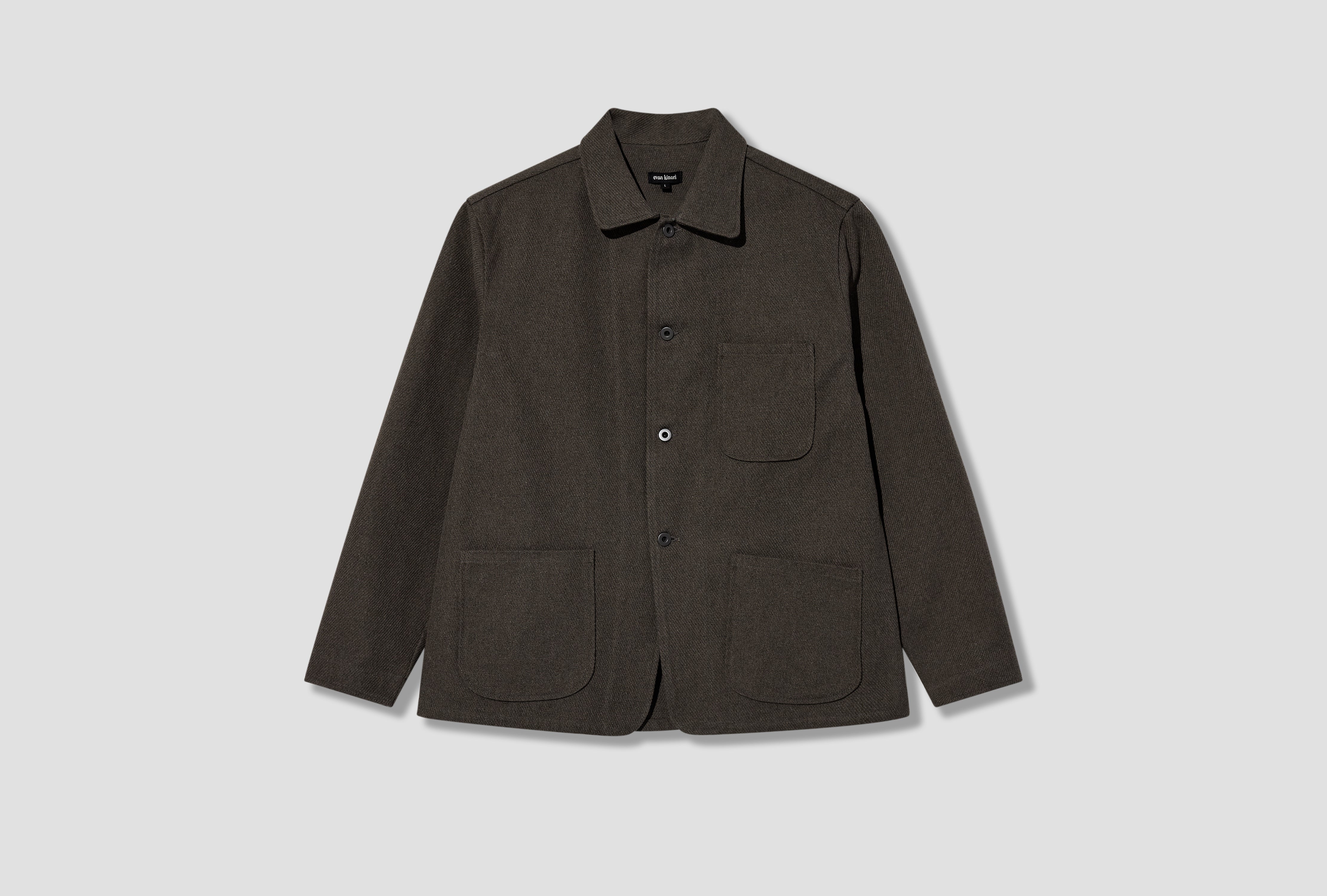 THREE POCKET JACKET - TOP DYED COTTON KERSEY / OLIVE HEATHER