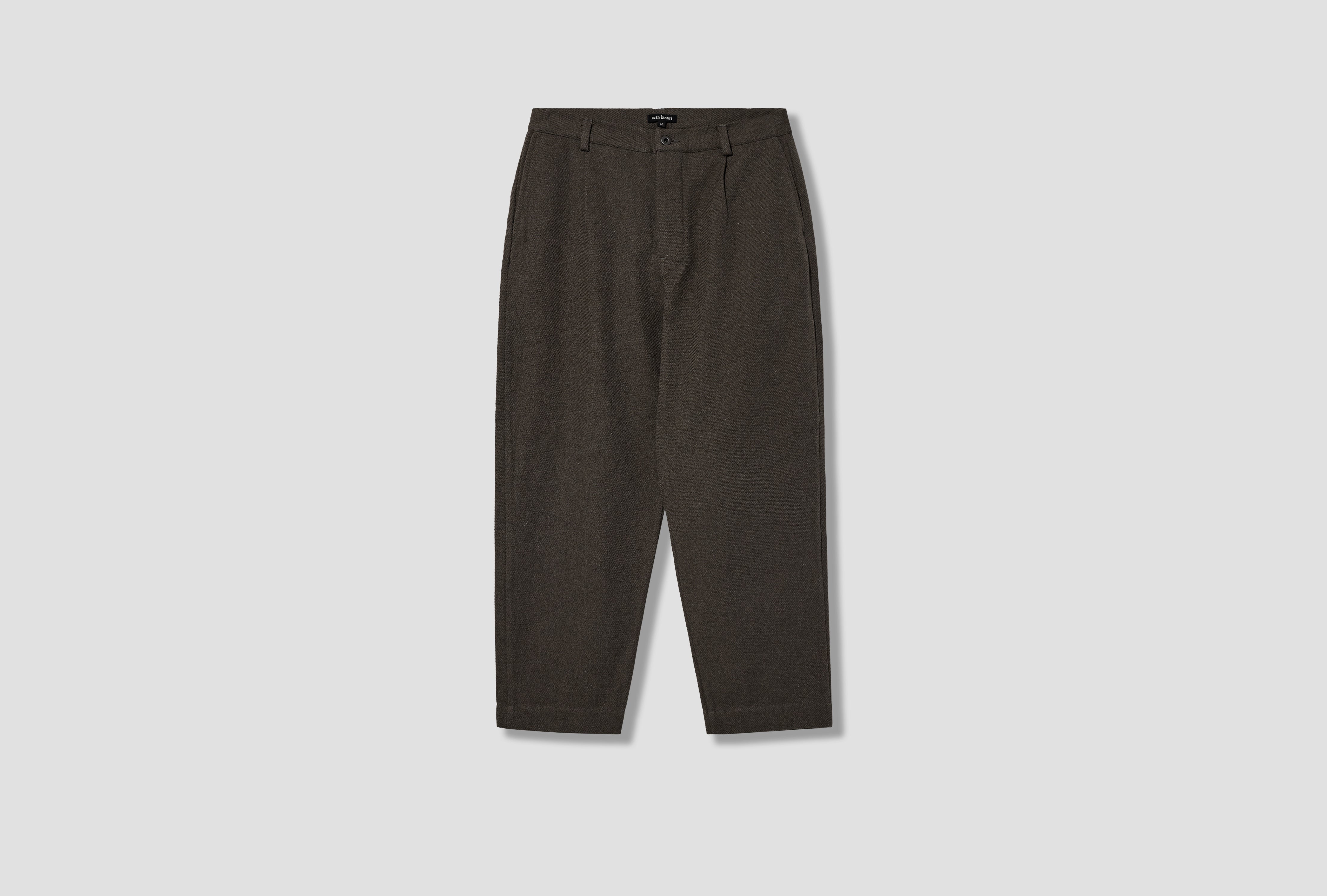 SINGLE PLEAT PANT - TOP DYED COTTON KERSEY / OLIVE HEATHER