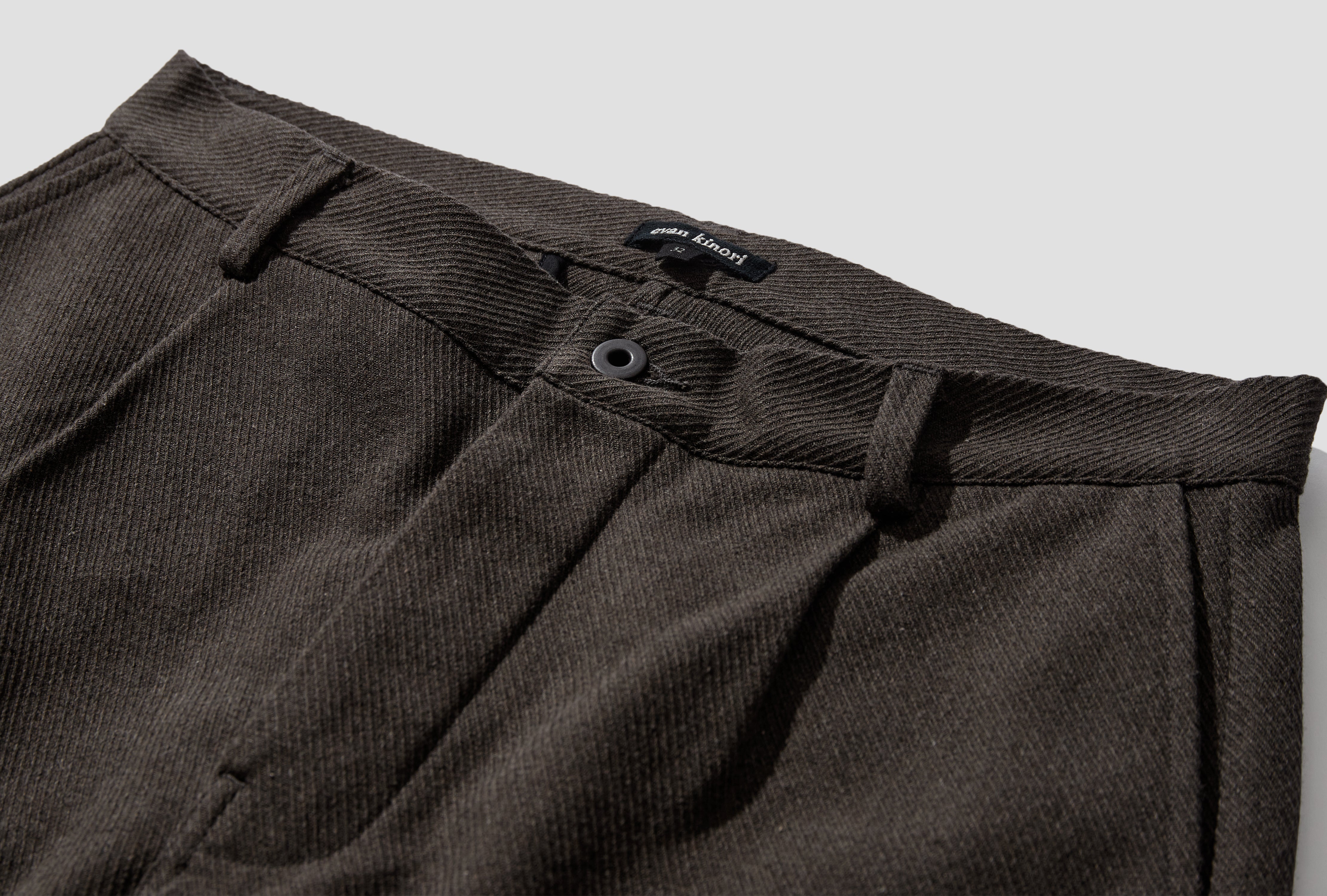 SINGLE PLEAT PANT - TOP DYED COTTON KERSEY / OLIVE HEATHER