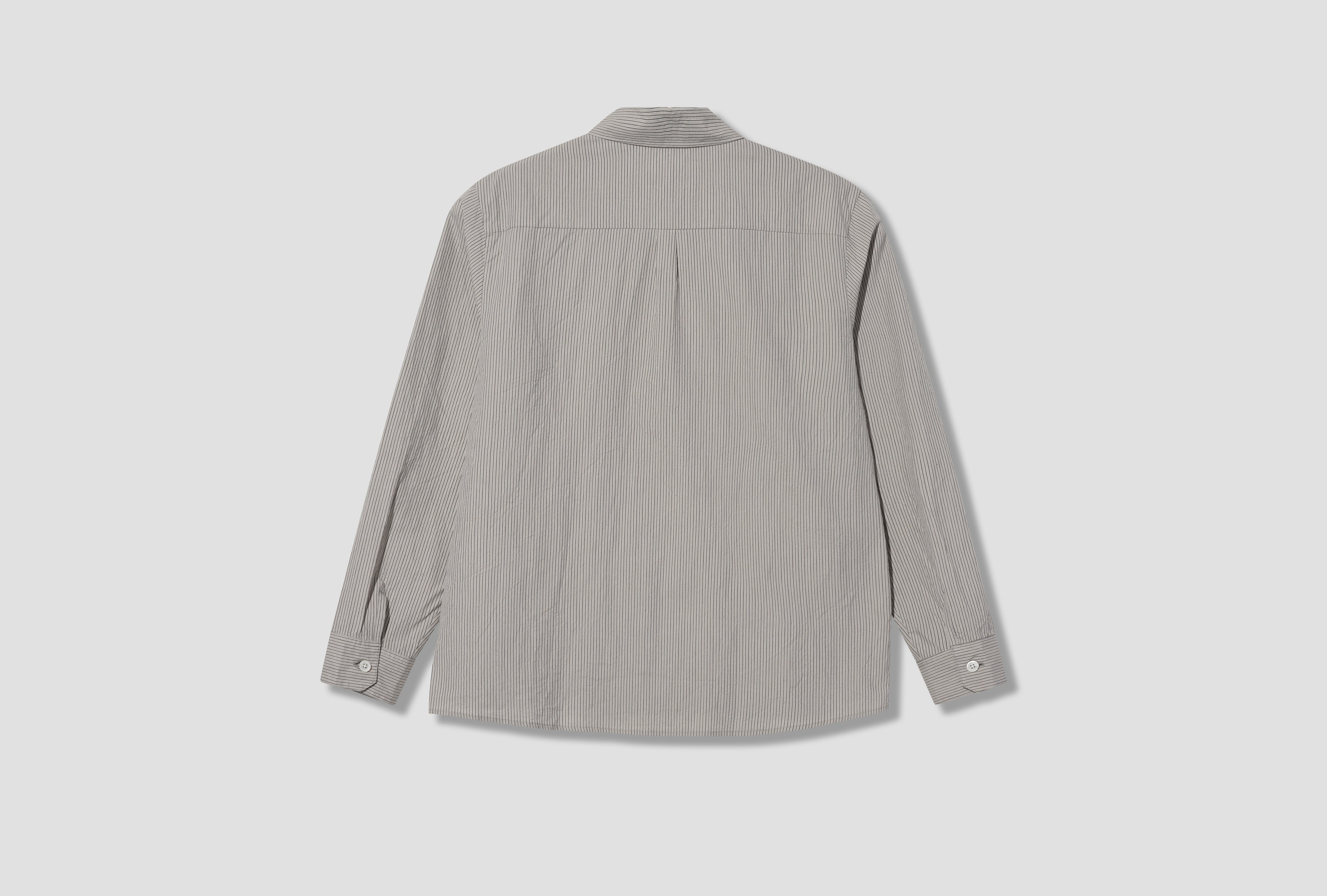 TWO POCKET SHIRT - ORGANIC COTTON STRIPE / LIGHT GREY/BLACK