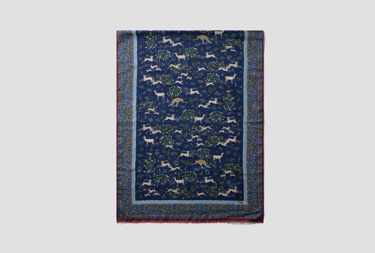 ARCHIVAL ANIMALS WOOL-SILK SCARF DR1AB1 26779-01 Navy