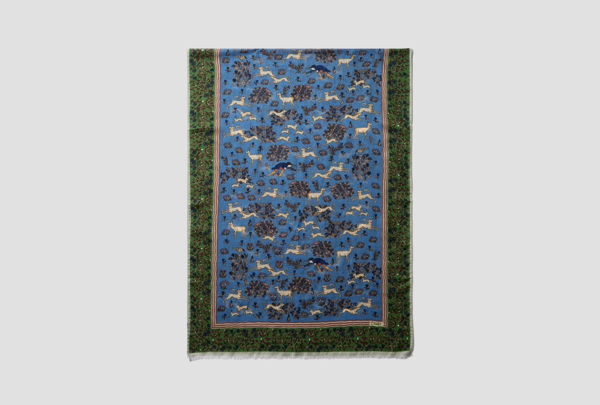 ARCHIVAL ANIMALS WOOL-SILK SCARF DR1AB1 26779-02 Blue