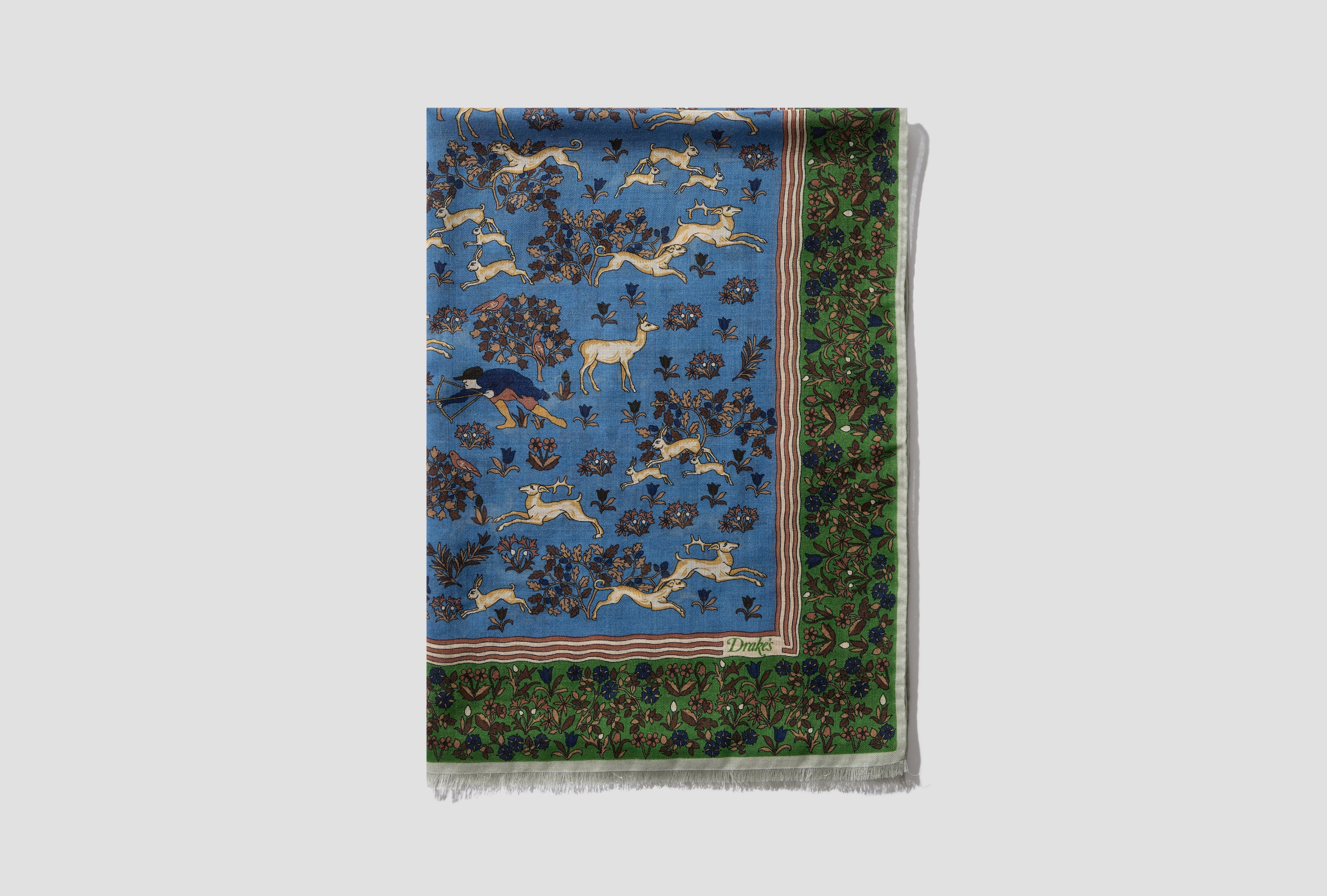 ARCHIVAL ANIMALS WOOL-SILK SCARF DR1AB1 26779-02 Blue