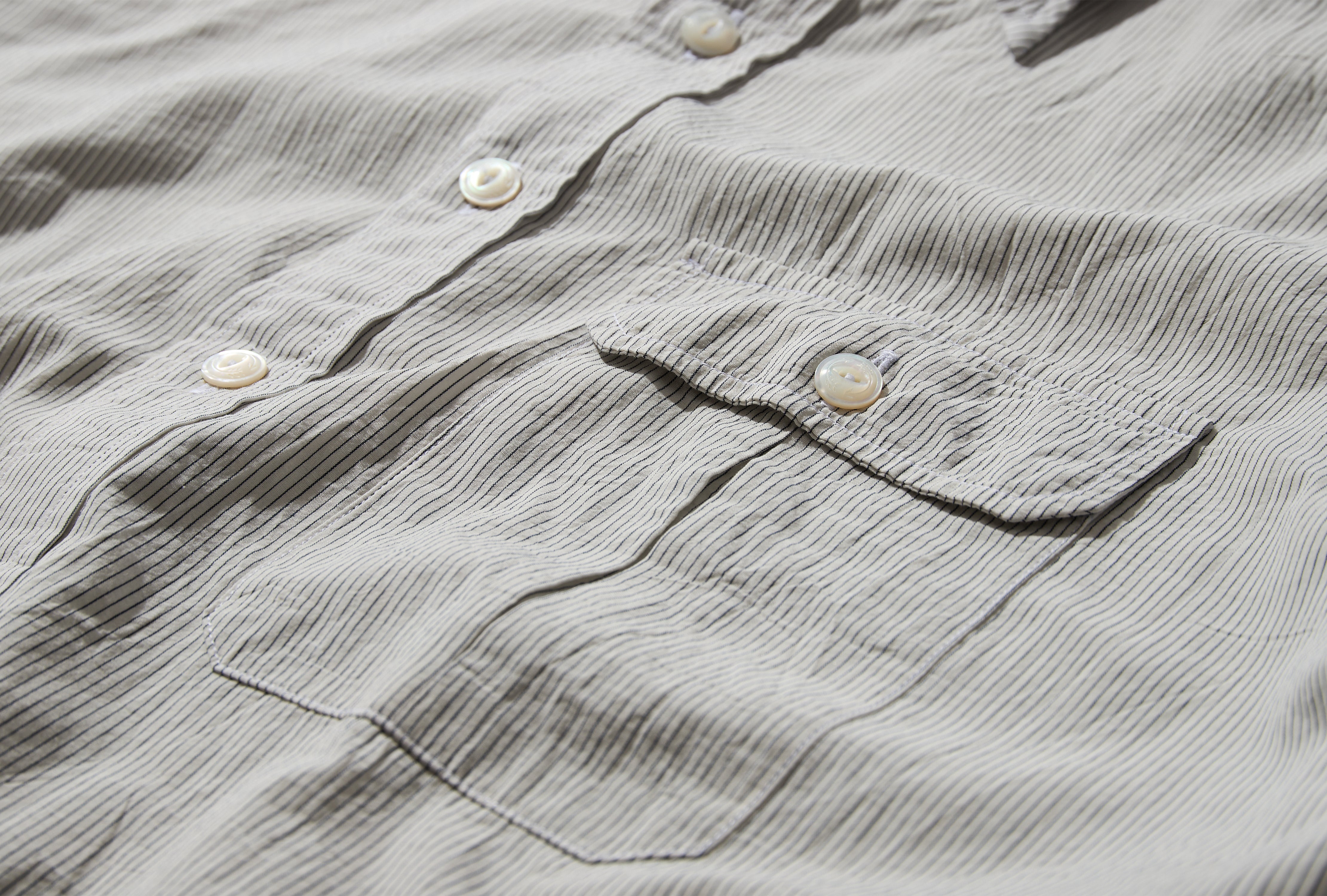 LONG POINT ONE-POCKET PINSTRIPE SHIRT DR2A4Q 26709-01 White