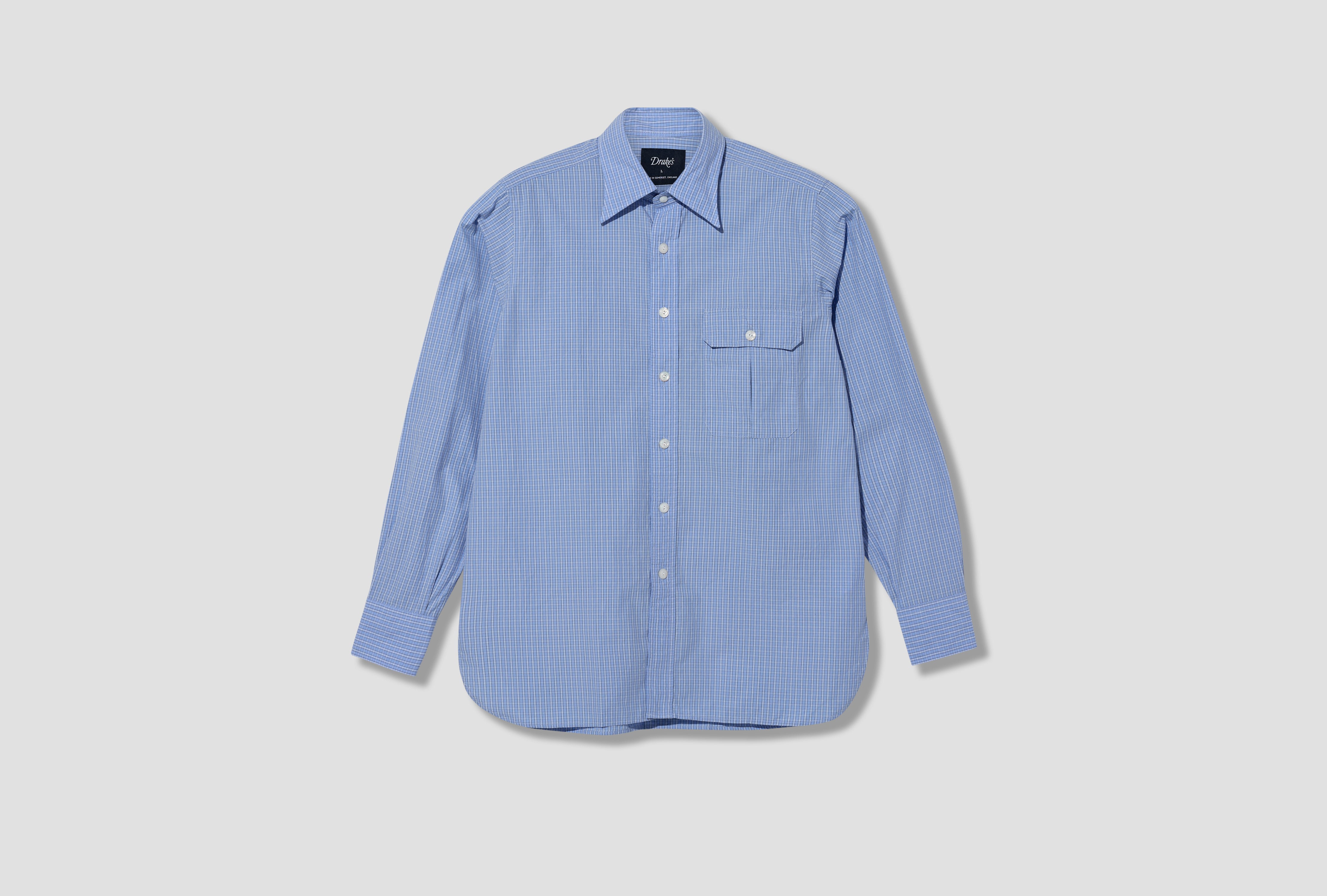 LONG POINT ONE-POCKET CHECK SHIRT DR2A4Q 26644-01 Light blue