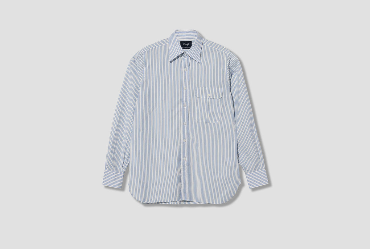 LONG POINT ONE-POCKET STRIPE SHIRT DR2A4Q 26645-01 White
