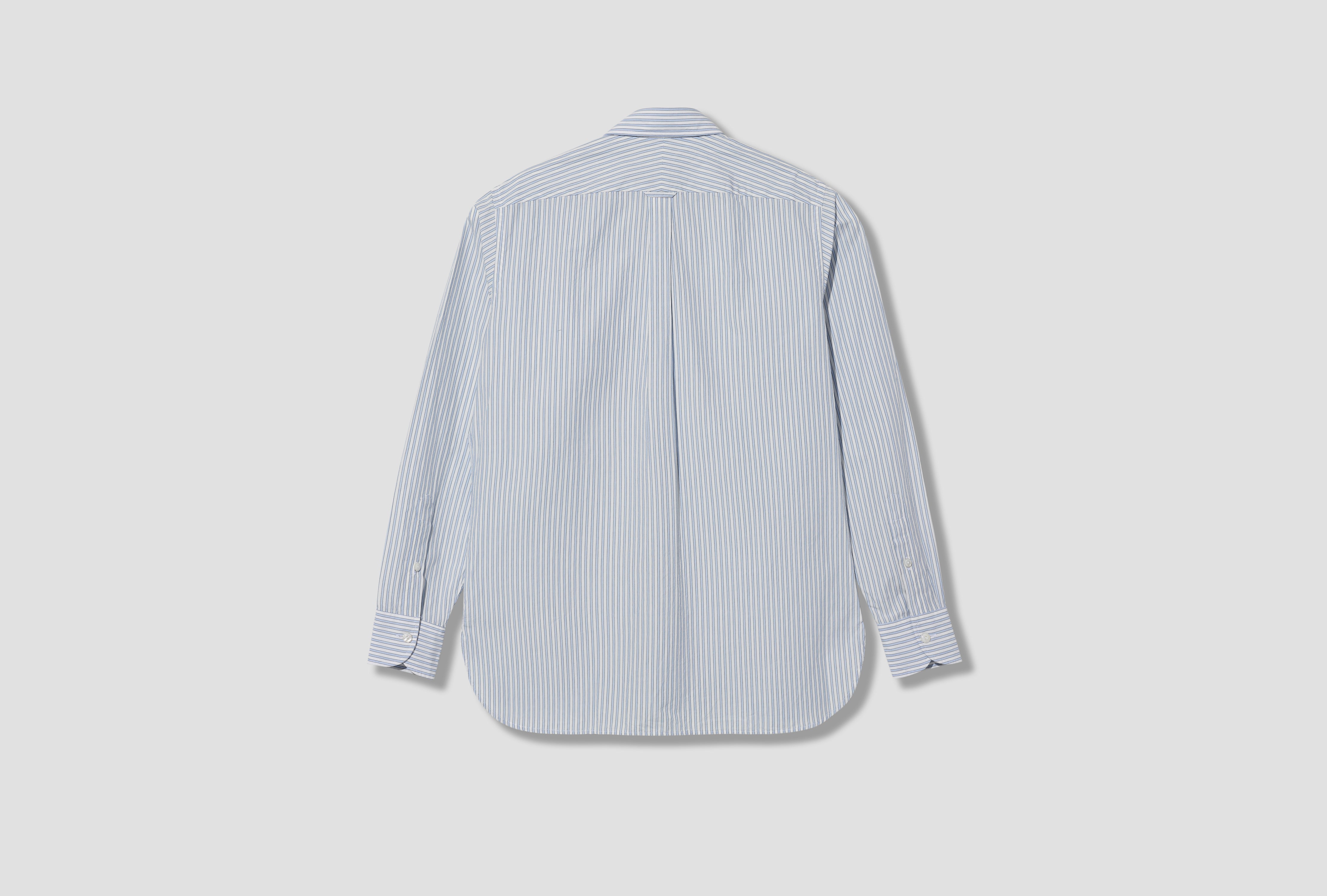 LONG POINT ONE-POCKET STRIPE SHIRT DR2A4Q 26645-01 White