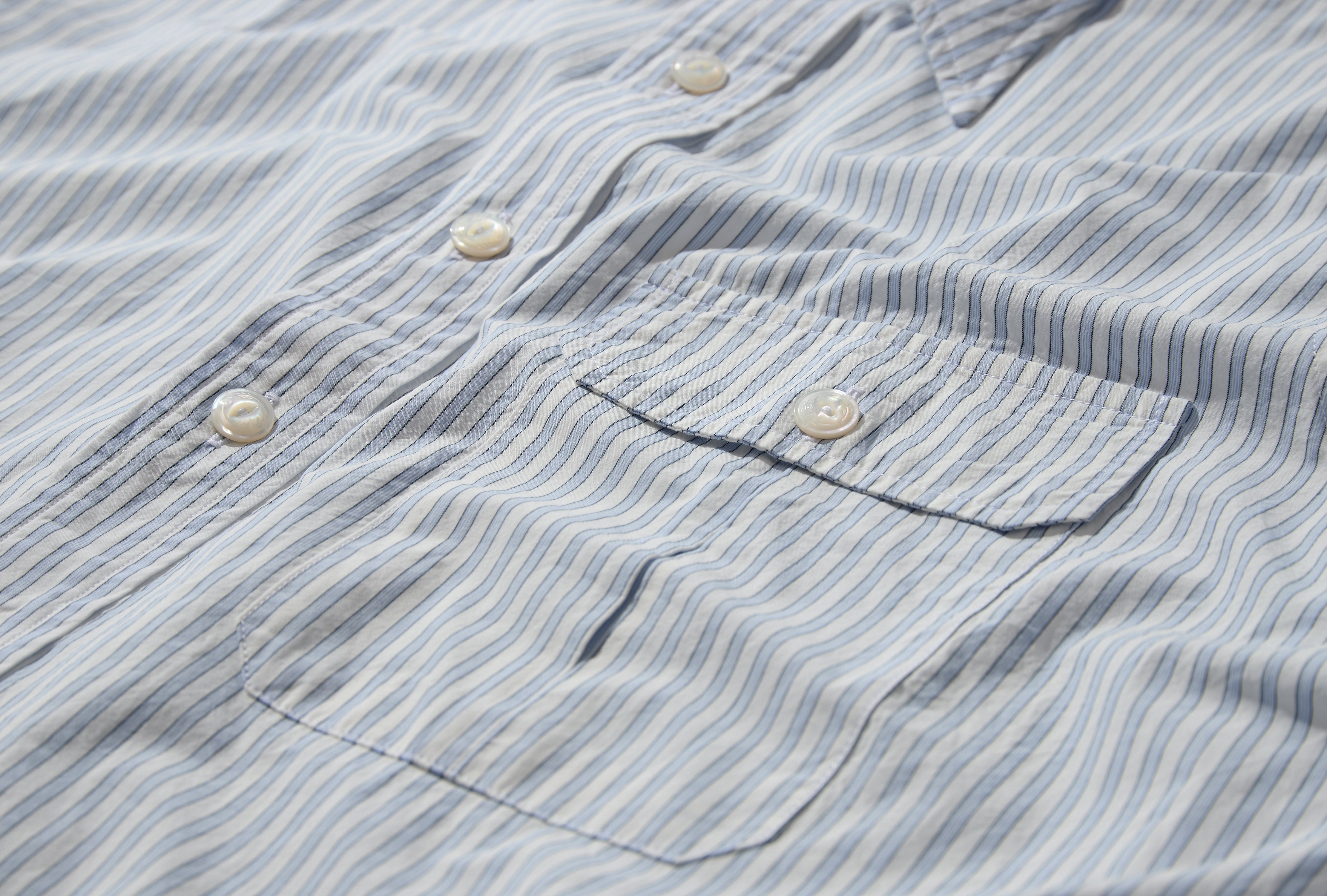LONG POINT ONE-POCKET STRIPE SHIRT DR2A4Q 26645-01 White