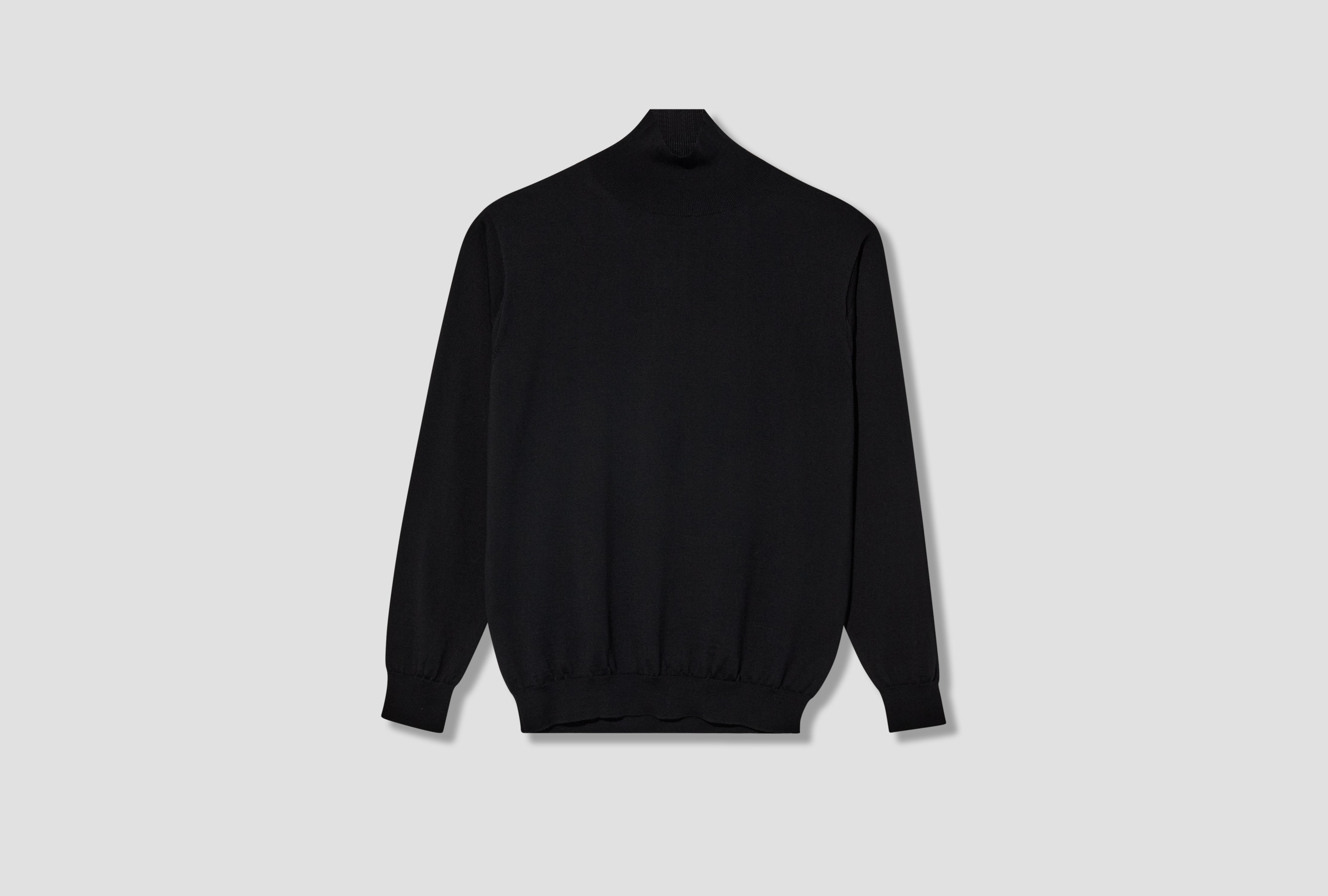 SUPERIOR HIGH GAUGE MERINO TURTLE NECK BN-FE-002 Black