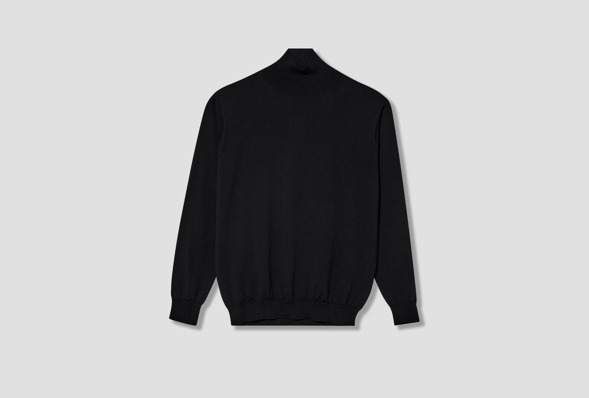 SUPERIOR HIGH GAUGE MERINO TURTLE NECK BN-FE-002 Black