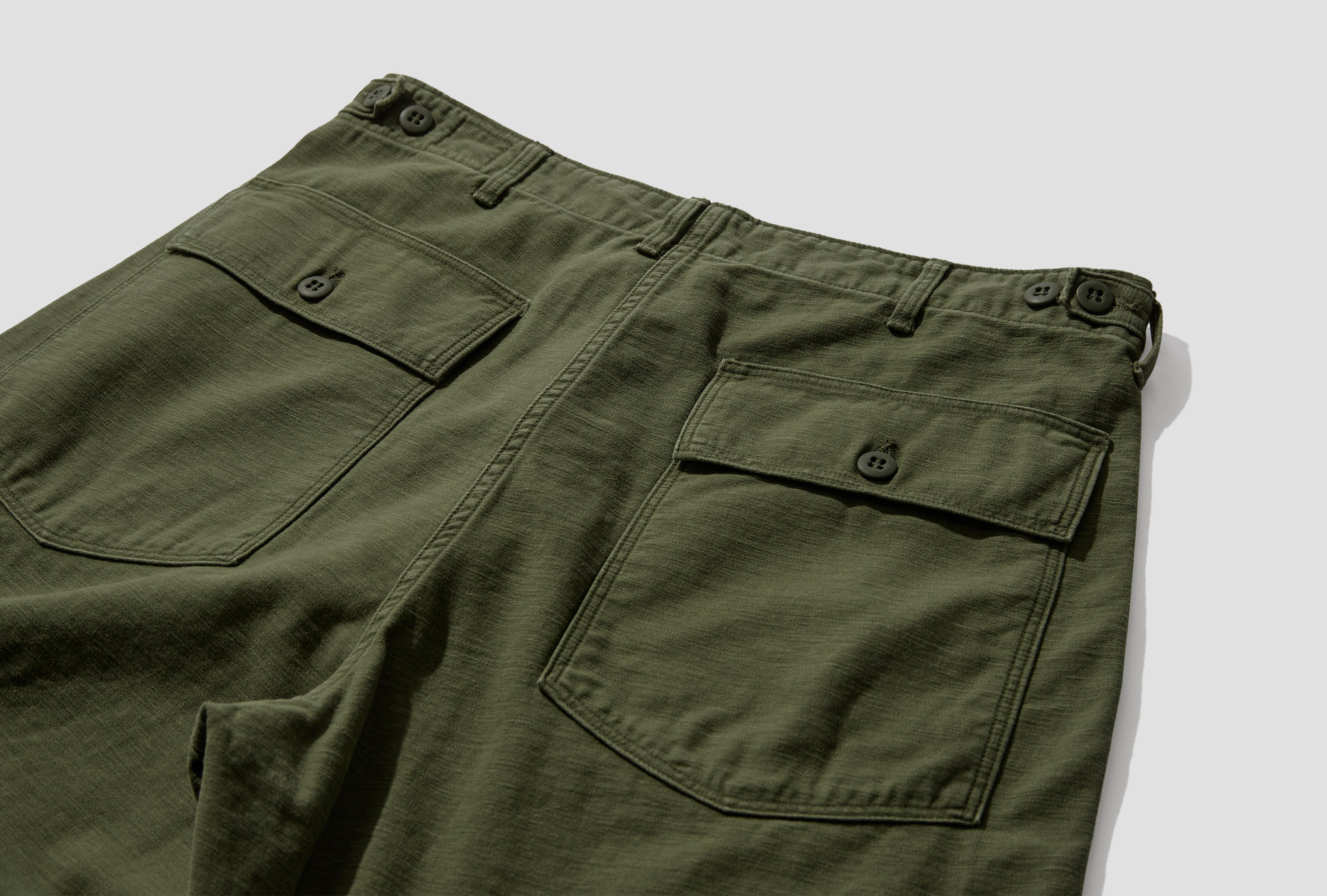 REAL USED WASH VINTAGE FIT FATIGUE PANTS - ORIGINAL REVERSE SATEEN 03-V5002-77S Olive